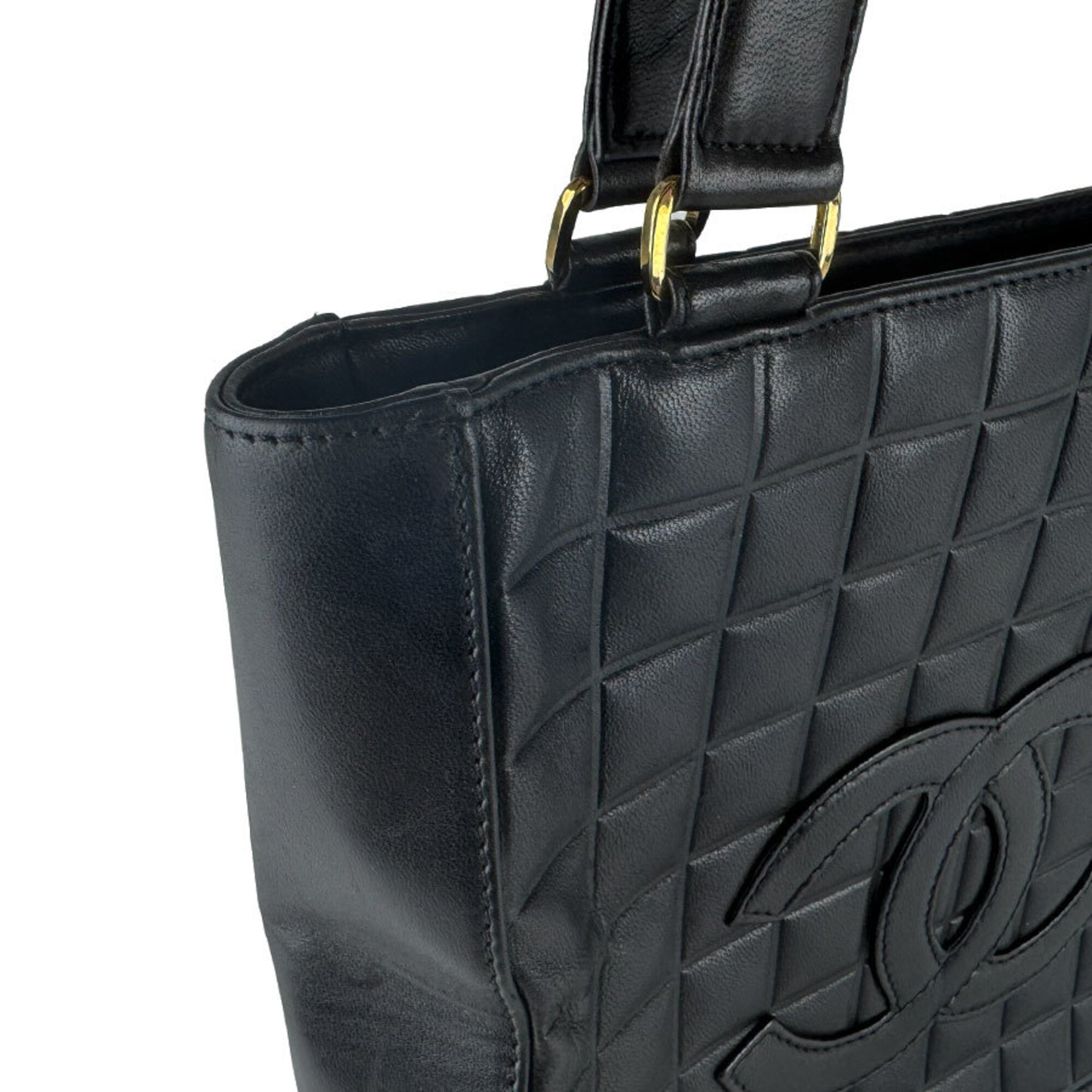 Chanel Black Leather Shoulder Bag Tote Bag (Pre-Owned)