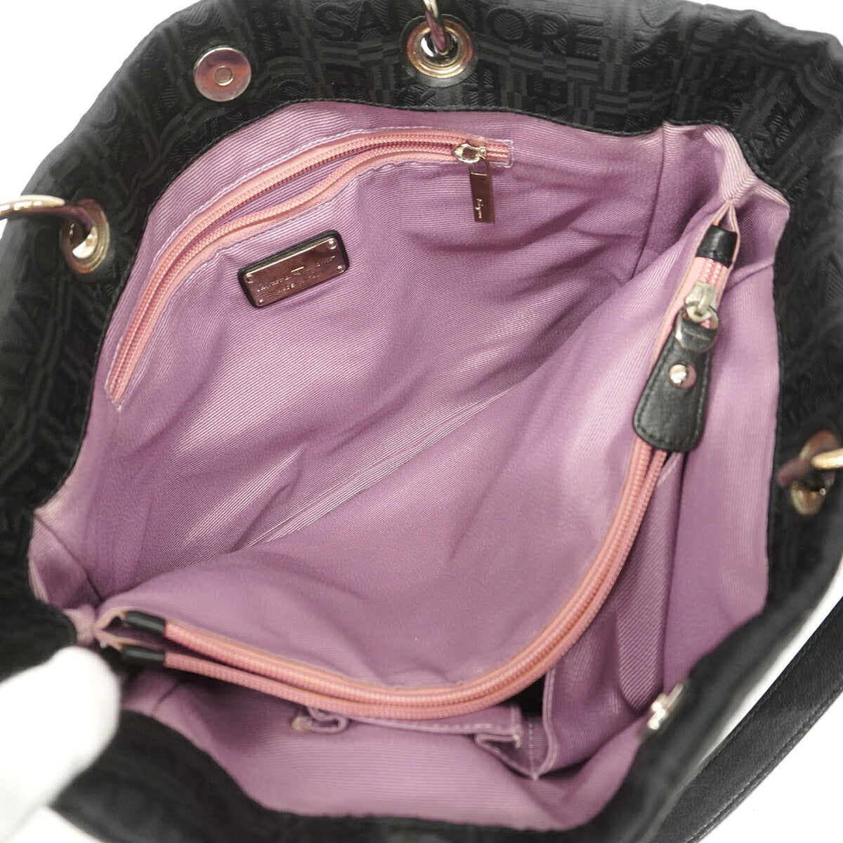 Salvatore Ferragamo Black Canvas Tote Bag (Pre-Owned)