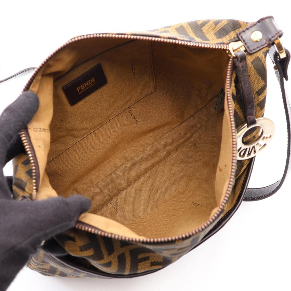 Fendi Brown Canvas Leather Handbag Shoulder Bag (Pre-Owned)