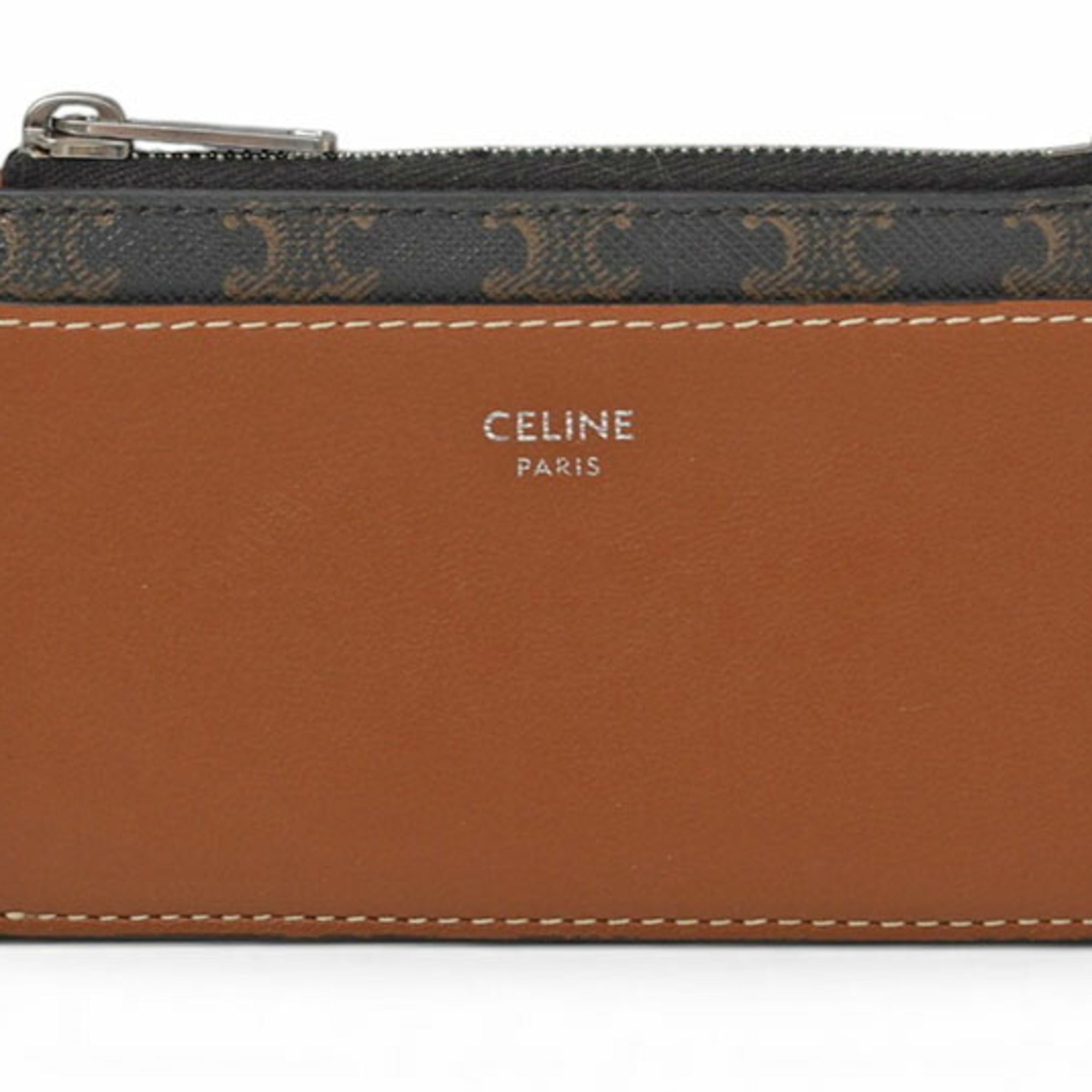 Celine Brown Leather Pvc Coated Canvas Coin Purse/Coin Case (Pre-Owned)