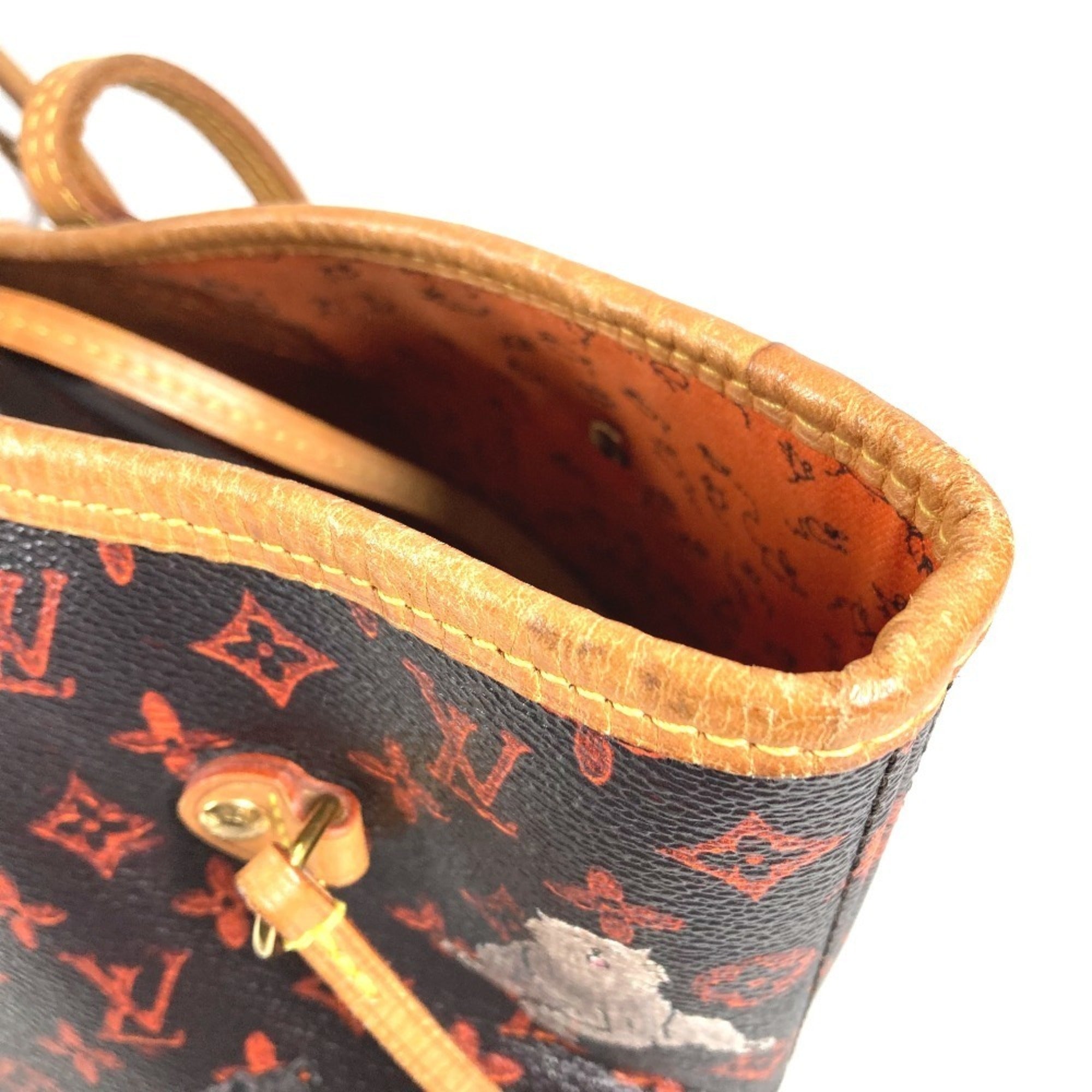 Louis Vuitton Brown Orange Monogram Leather Pouch Shoulder Bag Tote Bag (Pre-Owned)