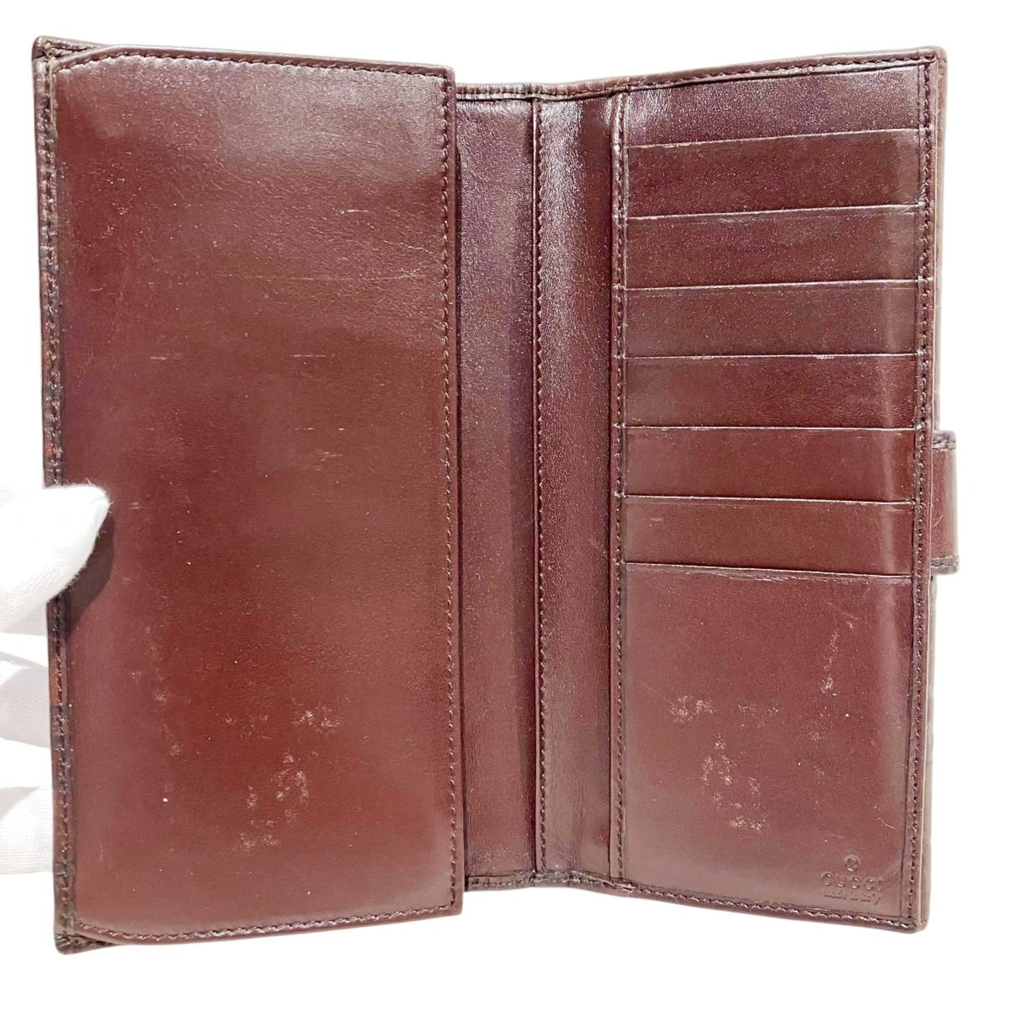 Gucci Guccissima Brown Leather Long Wallet (Bi-Fold) (Pre-Owned)