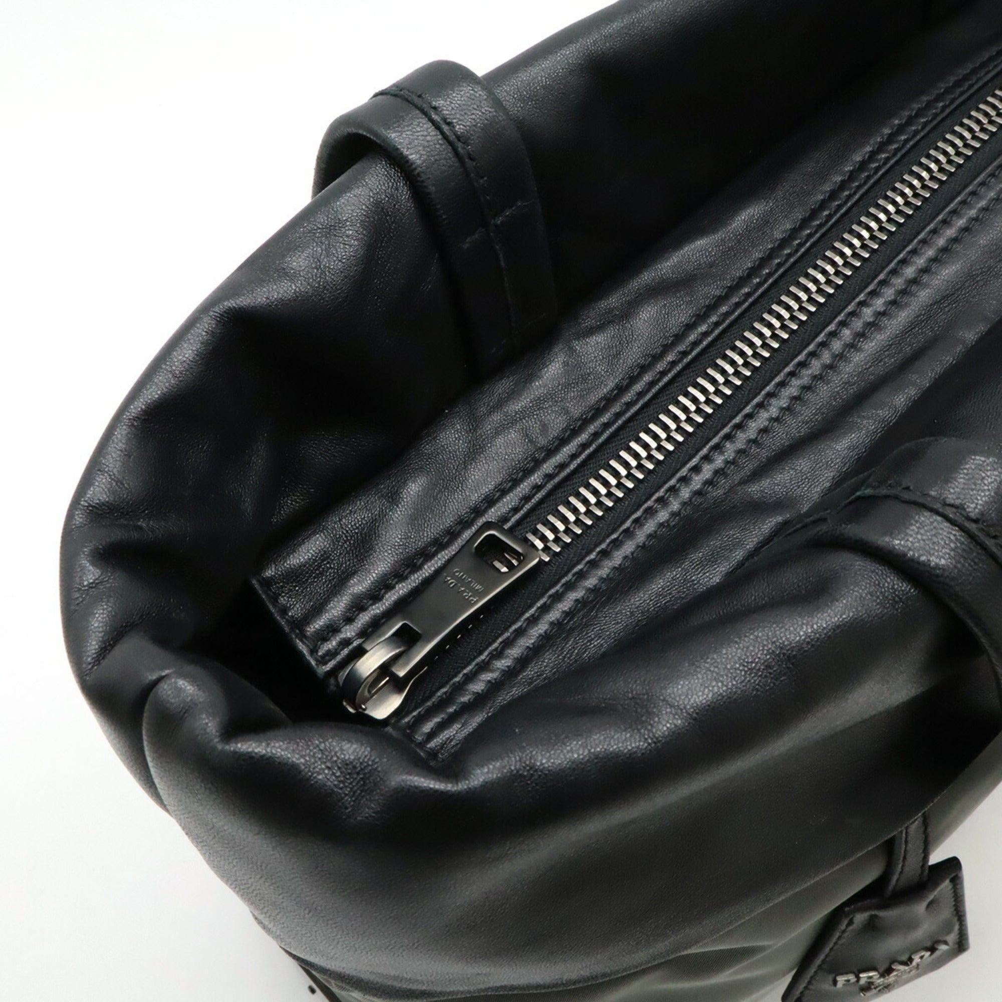 Prada Black Gray Nero Nylon Leather Tote Bag (Pre-Owned)
