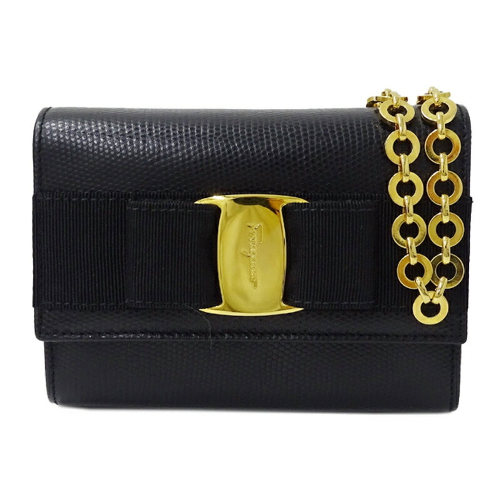 Salvatore Ferragamo Black Leather Shoulder Bag (Pre-Owned)