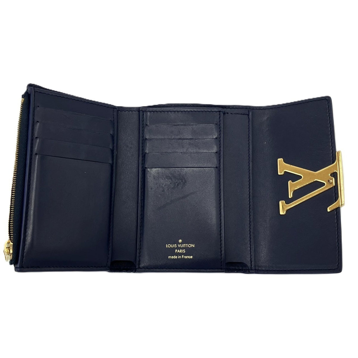 Louis Vuitton Navy Leather Wallet (Tri-Fold) (Pre-Owned)