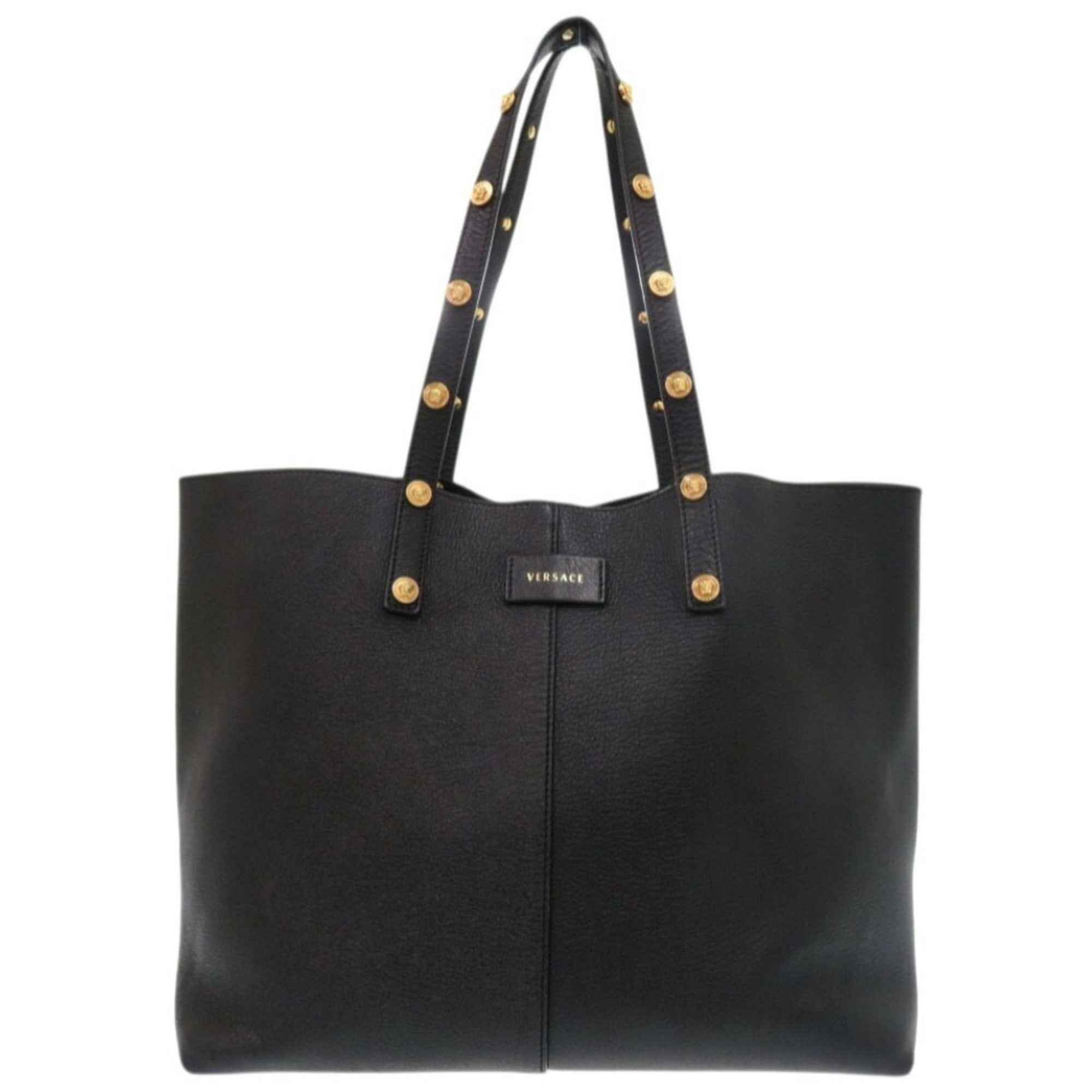 Versace Black Leather Tote Bag (Pre-Owned)