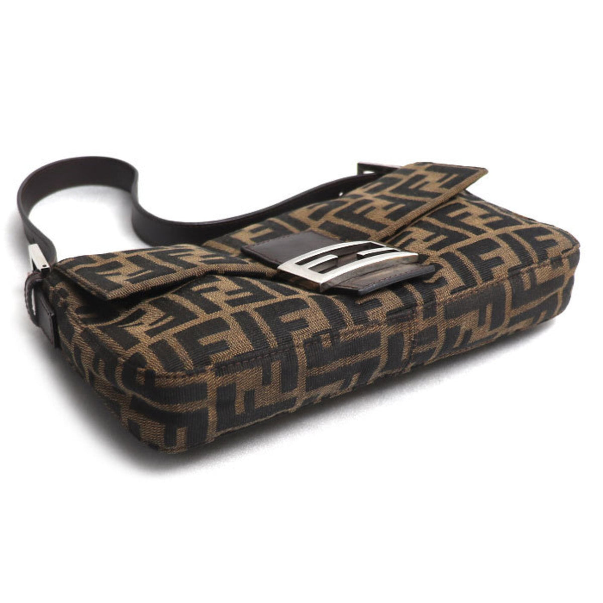 Fendi Brown Canvas Leather Shoulder Bag (Pre-Owned)