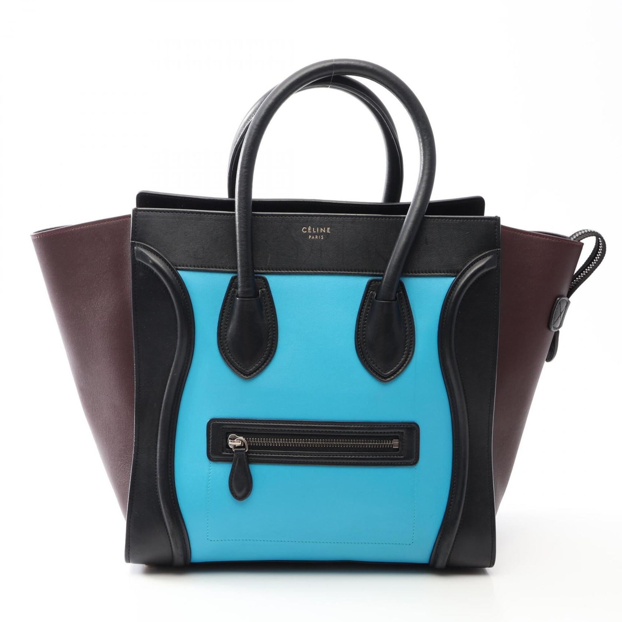 Celine Black Blue Brown Leather Handbag (Pre-Owned)