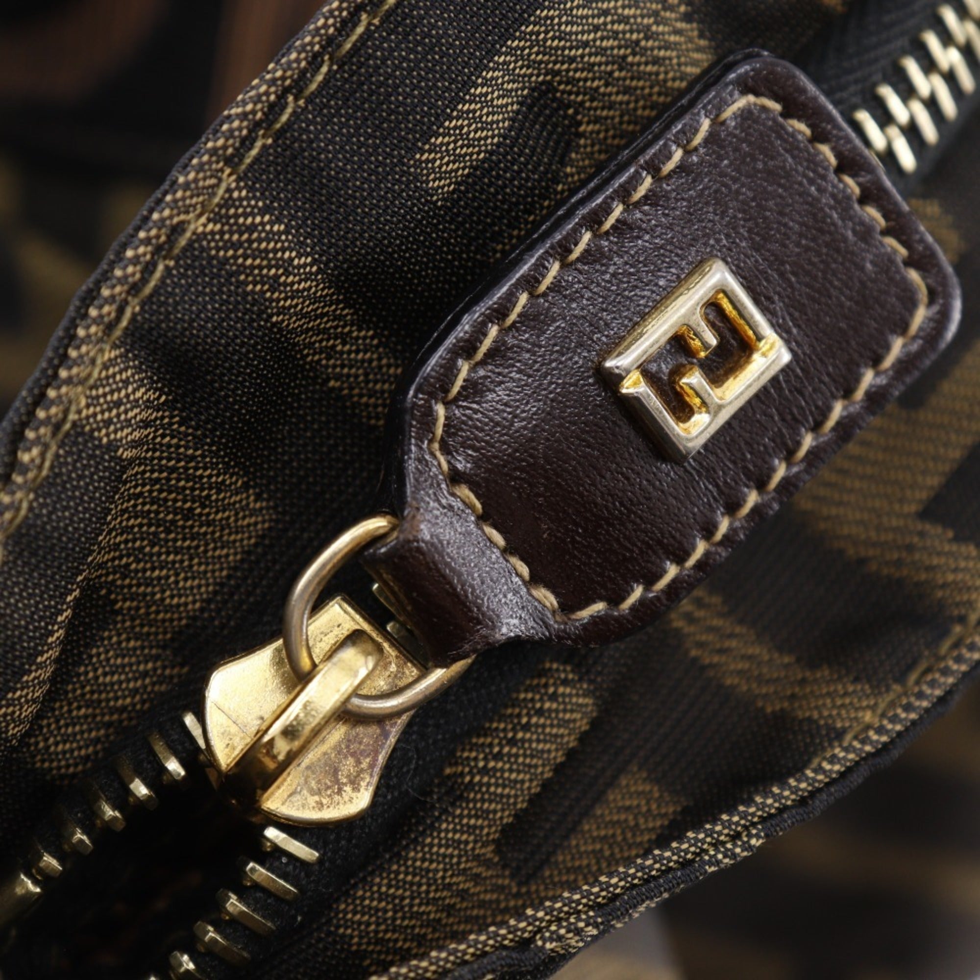 Fendi Brown Nylon Canvas Handbag (Pre-Owned)