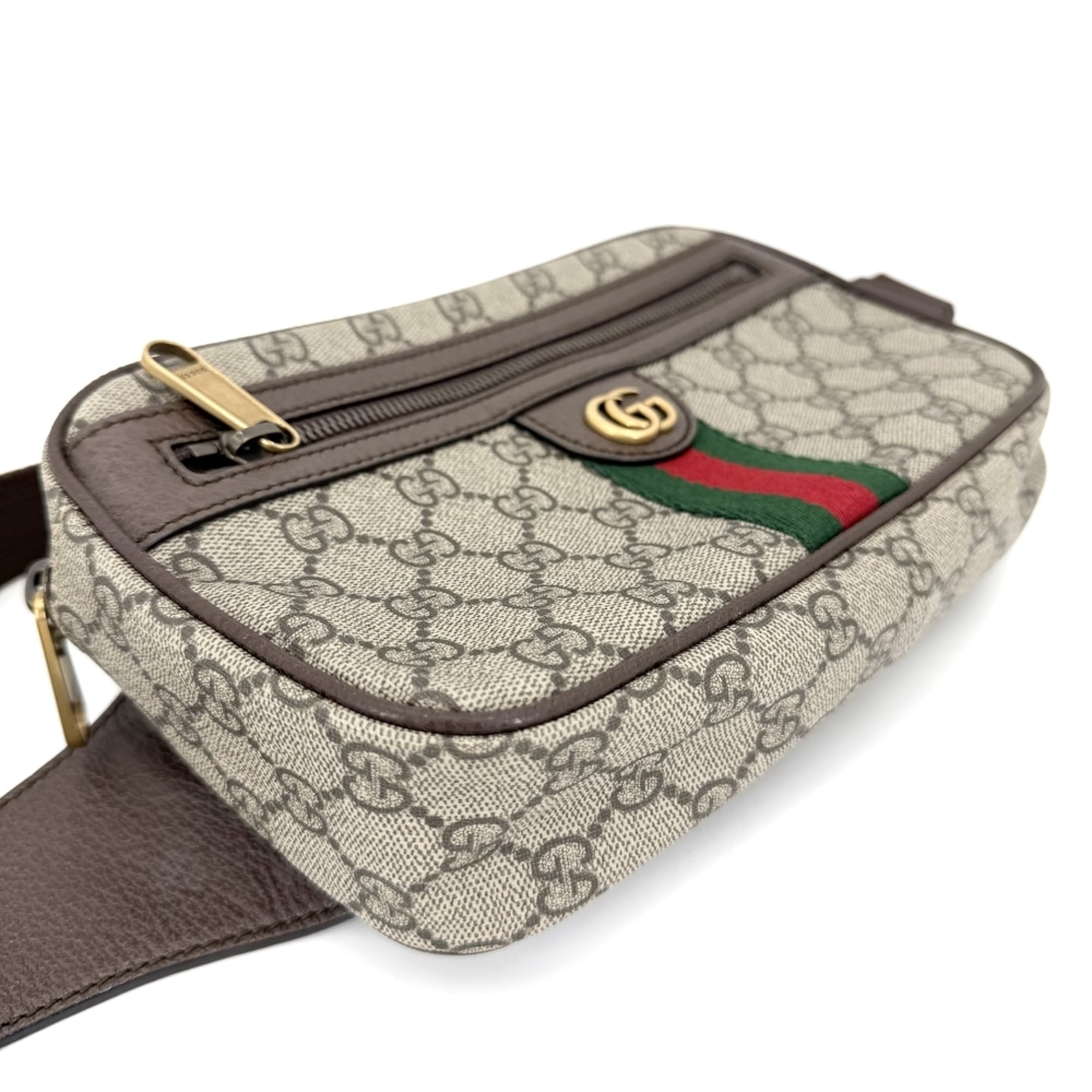 Gucci Sherry Line Beige Brown Gg Supreme Leather Sling Bag (Pre-Owned)