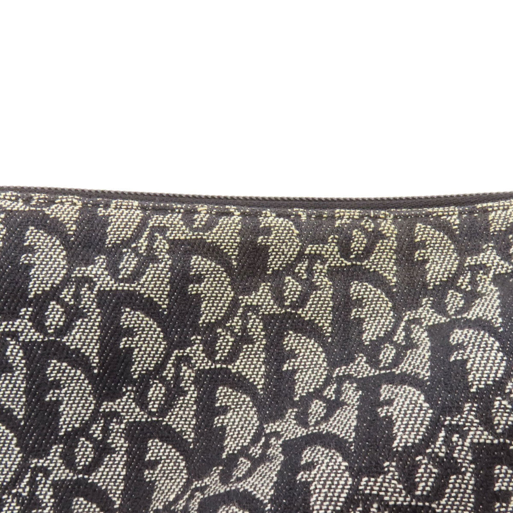 Christian Dior Black Gray Canvas Shoulder Bag (Pre-Owned)