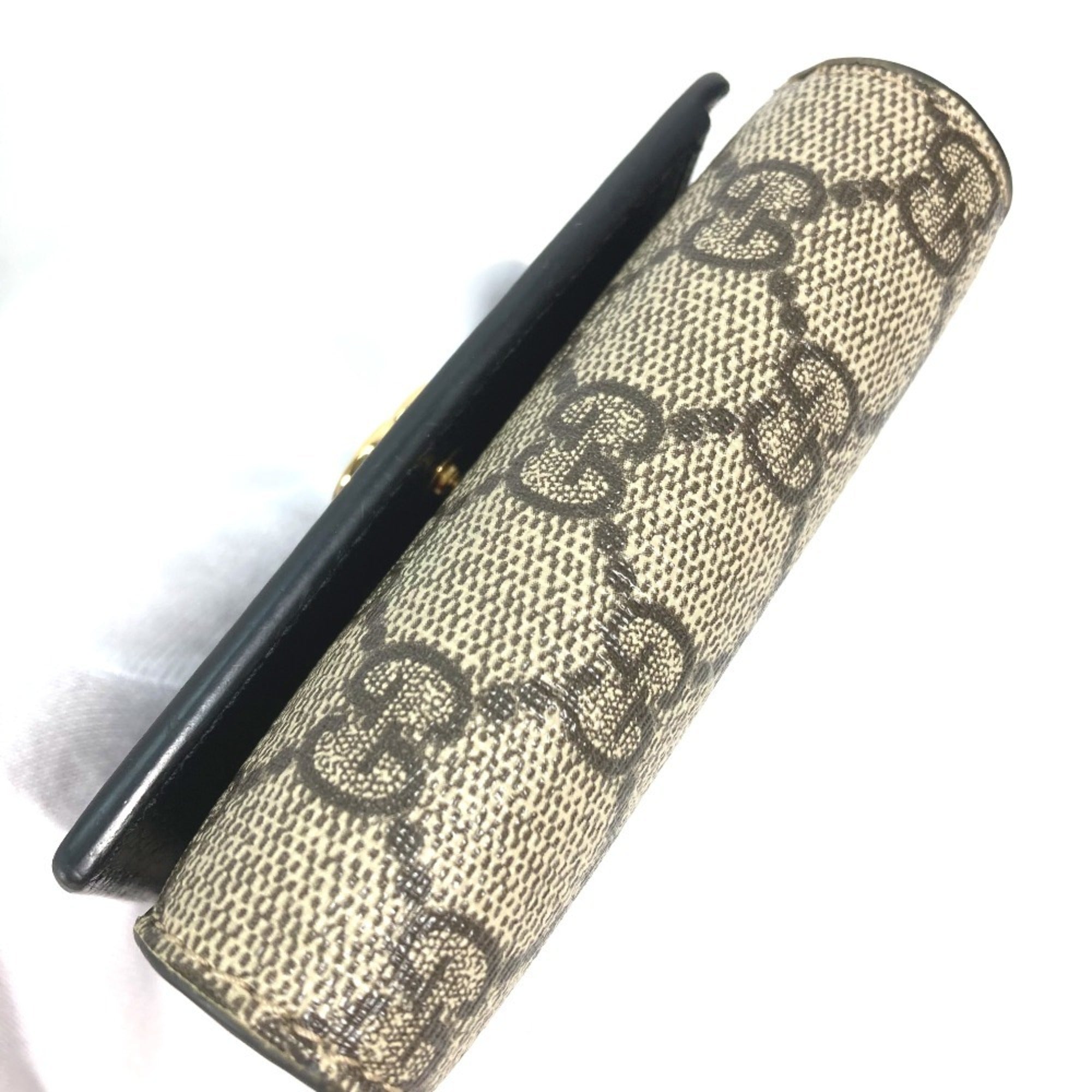 Gucci Beige Black Leather Pvc Wallet (Bi-Fold) (Pre-Owned)