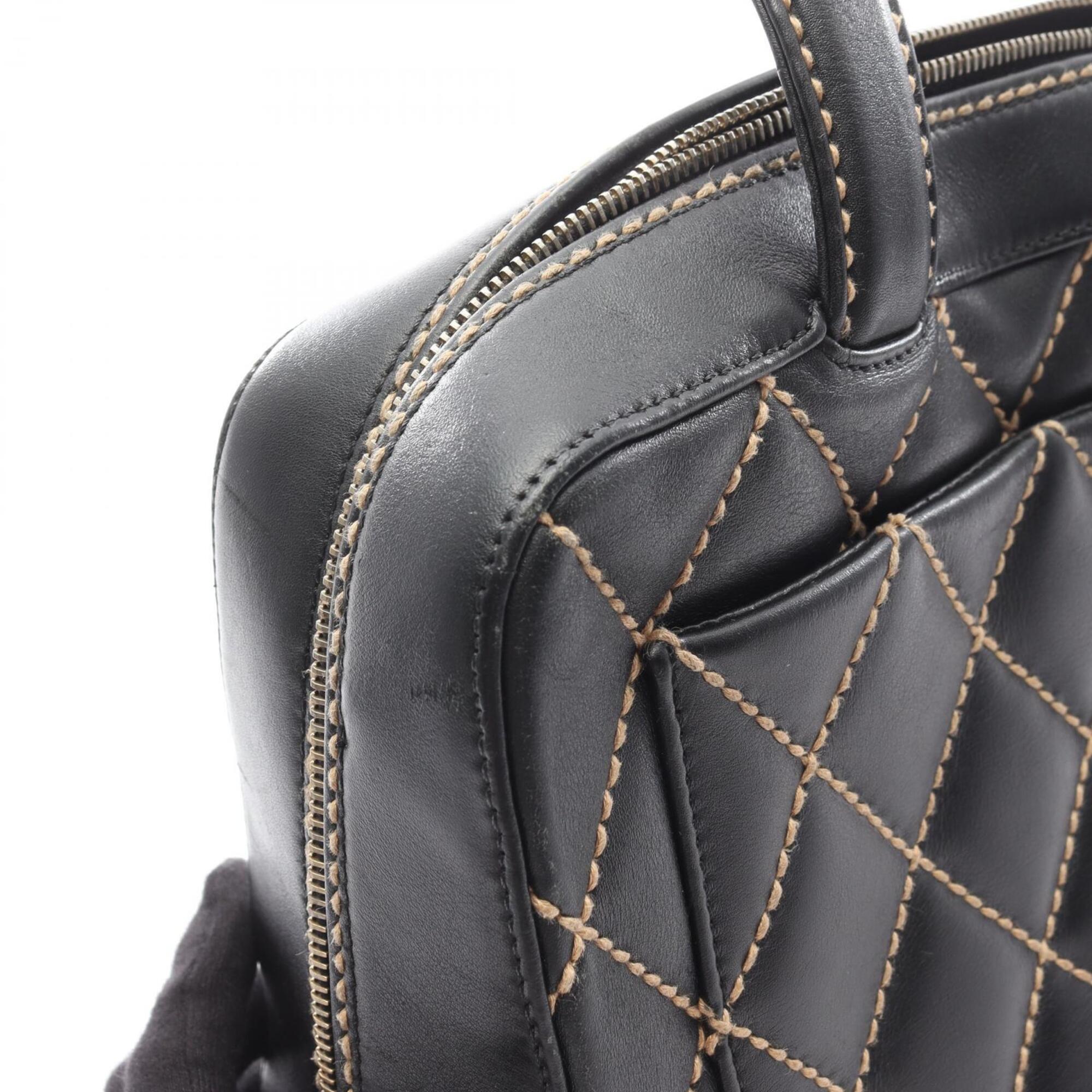 Chanel Wild Stitch Black Leather Handbag (Pre-Owned)