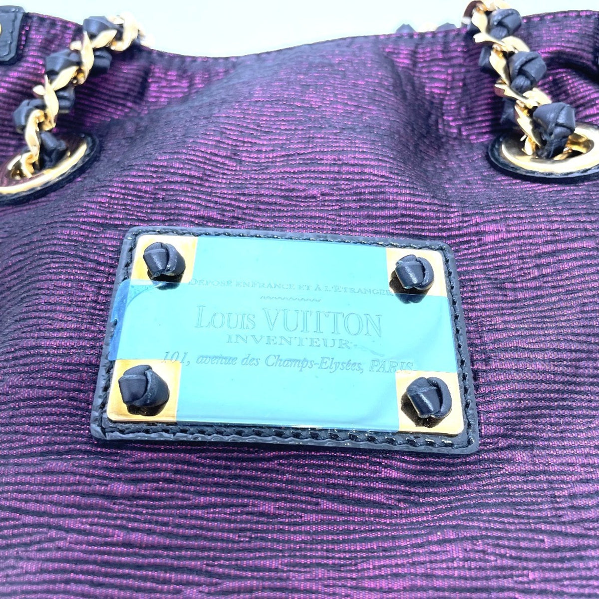 Louis Vuitton Black Purple Canvas Leather Handbag Tote Bag (Pre-Owned)