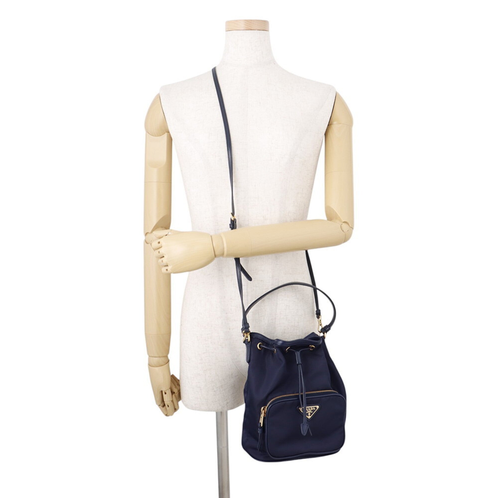 Prada Navy Nylon Leather Handbag (Pre-Owned)
