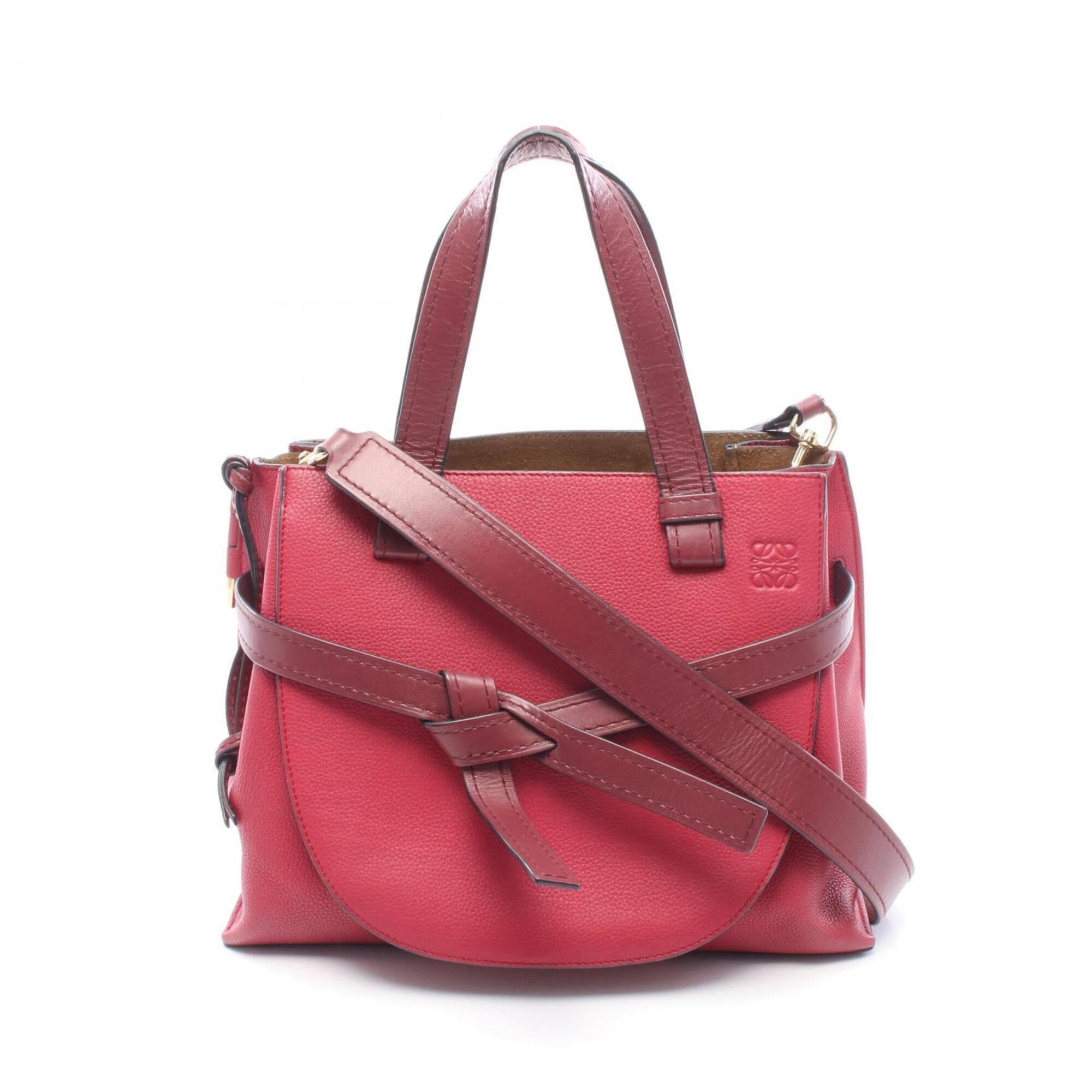 Loewe Bordeaux Red Color Leather Handbag Tote Bag (Pre-Owned)