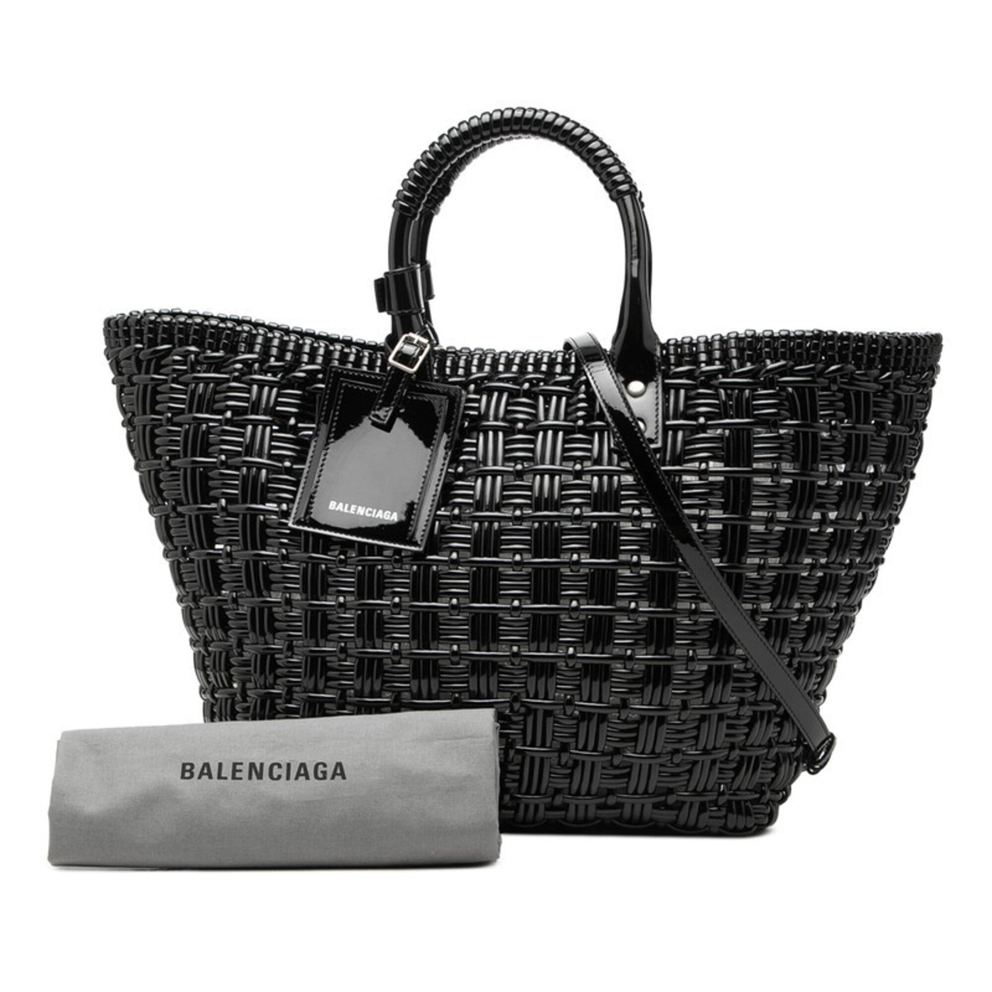 Balenciaga Black Leather Shoulder Bag Tote Bag (Pre-Owned)