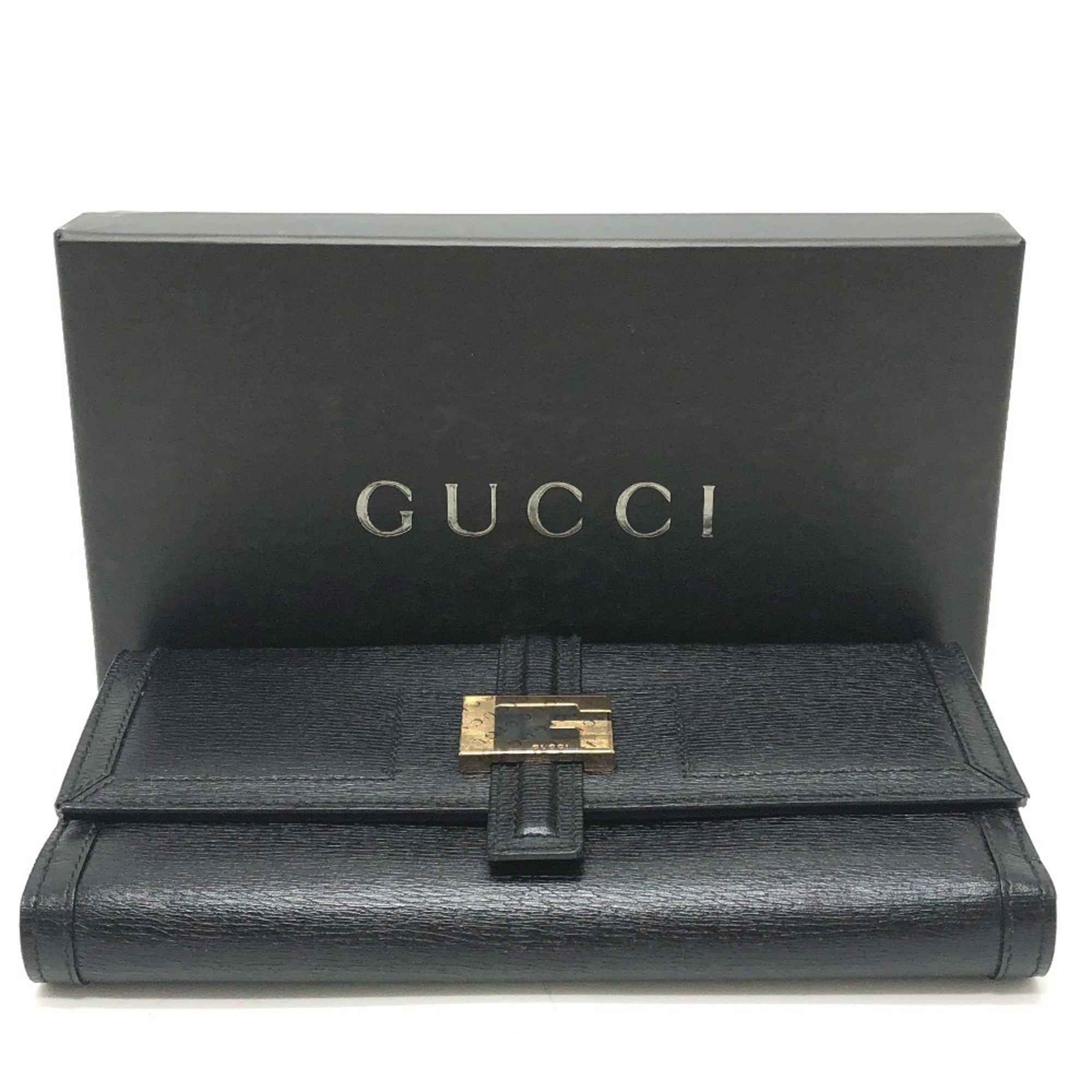 Gucci Black Leather Long Wallet (Bi-Fold) (Pre-Owned)