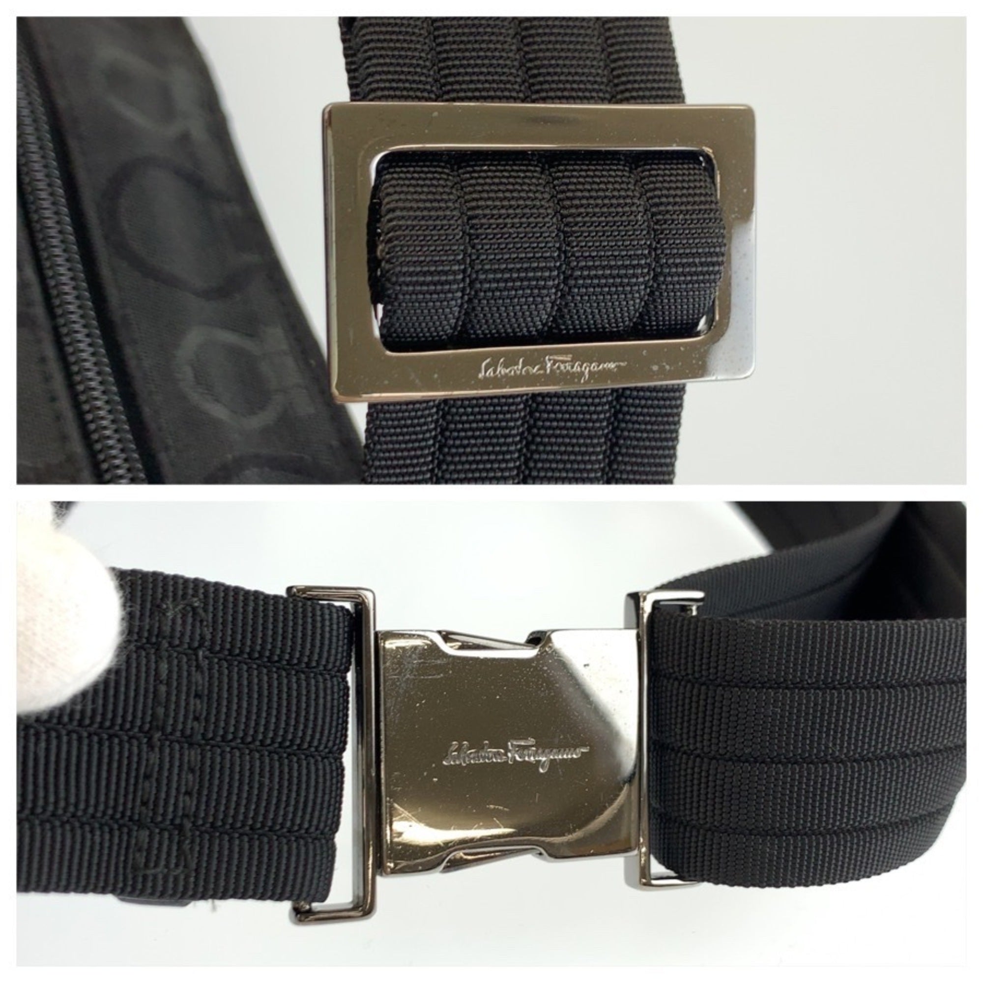 Salvatore Ferragamo Black Canvas Sling Bag (Pre-Owned)