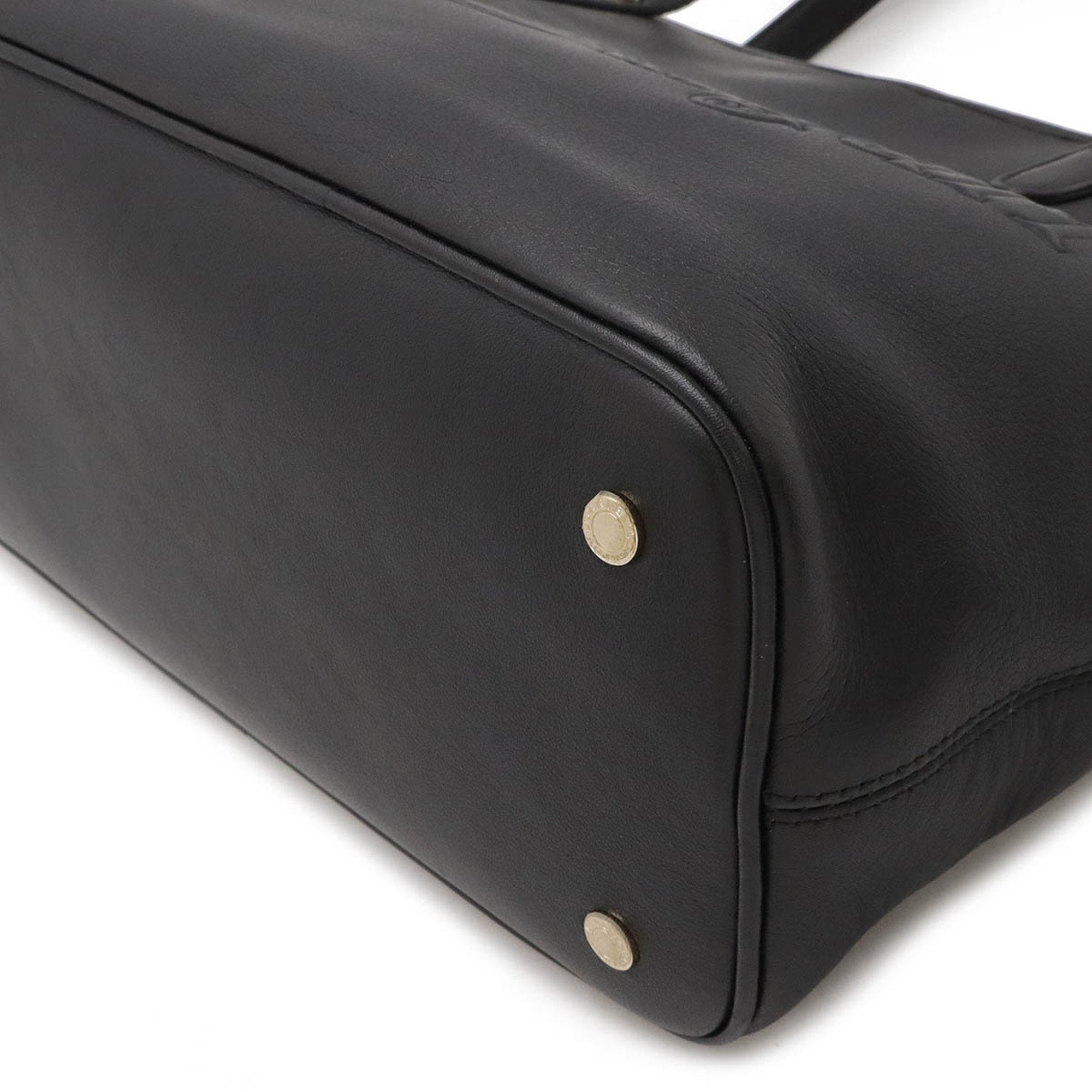 Bvlgari Black Leather Handbag Shoulder Bag Tote Bag (Pre-Owned)