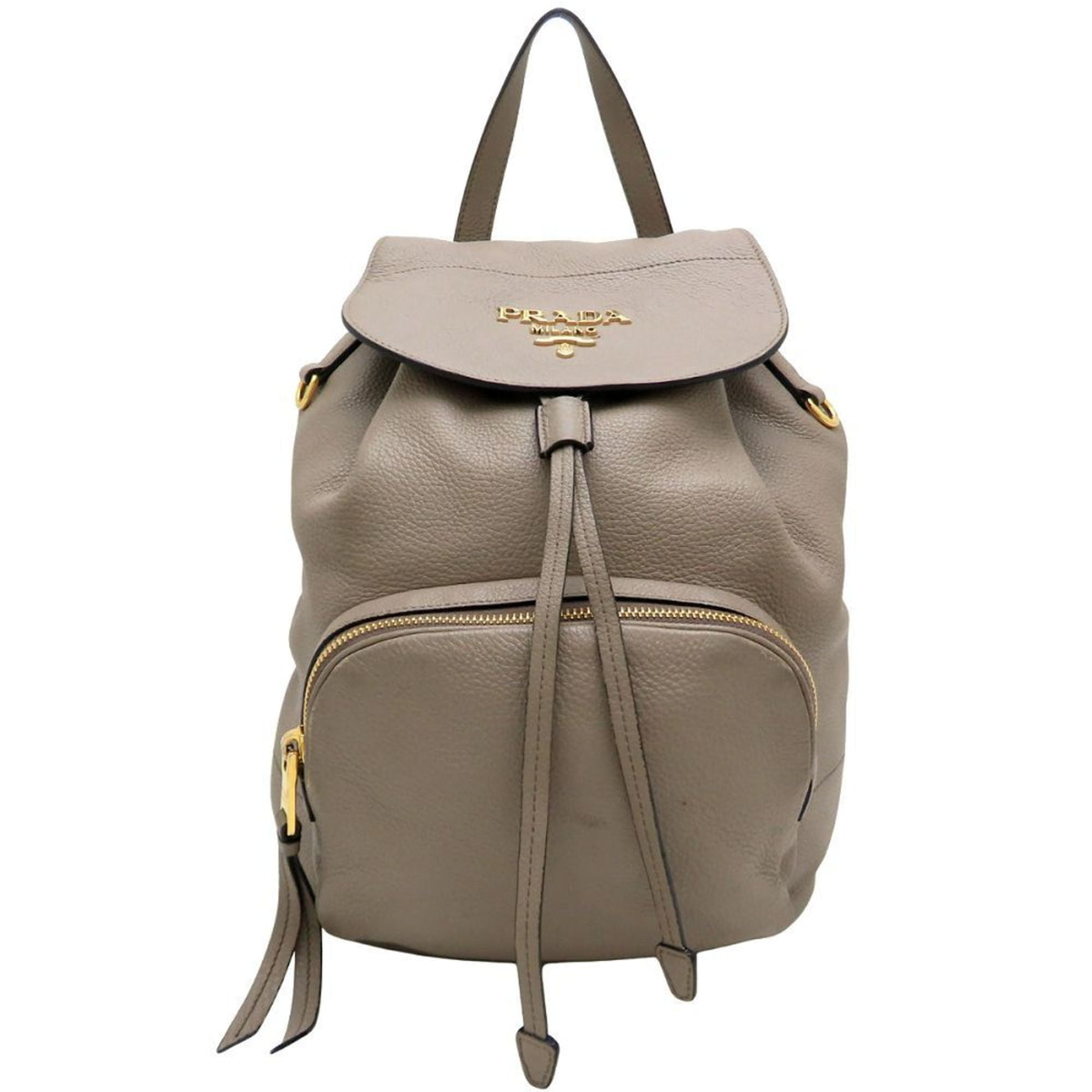 Prada Gray Grayish Leather Backpack (Pre-Owned)