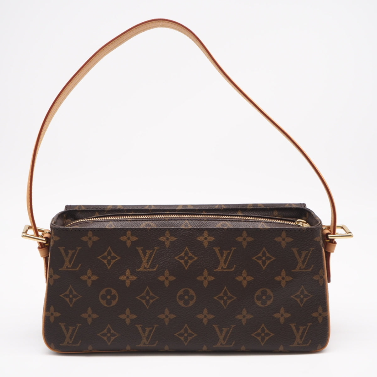 Louis Vuitton Beige Brown Coated Canvas Handbag (Pre-Owned)