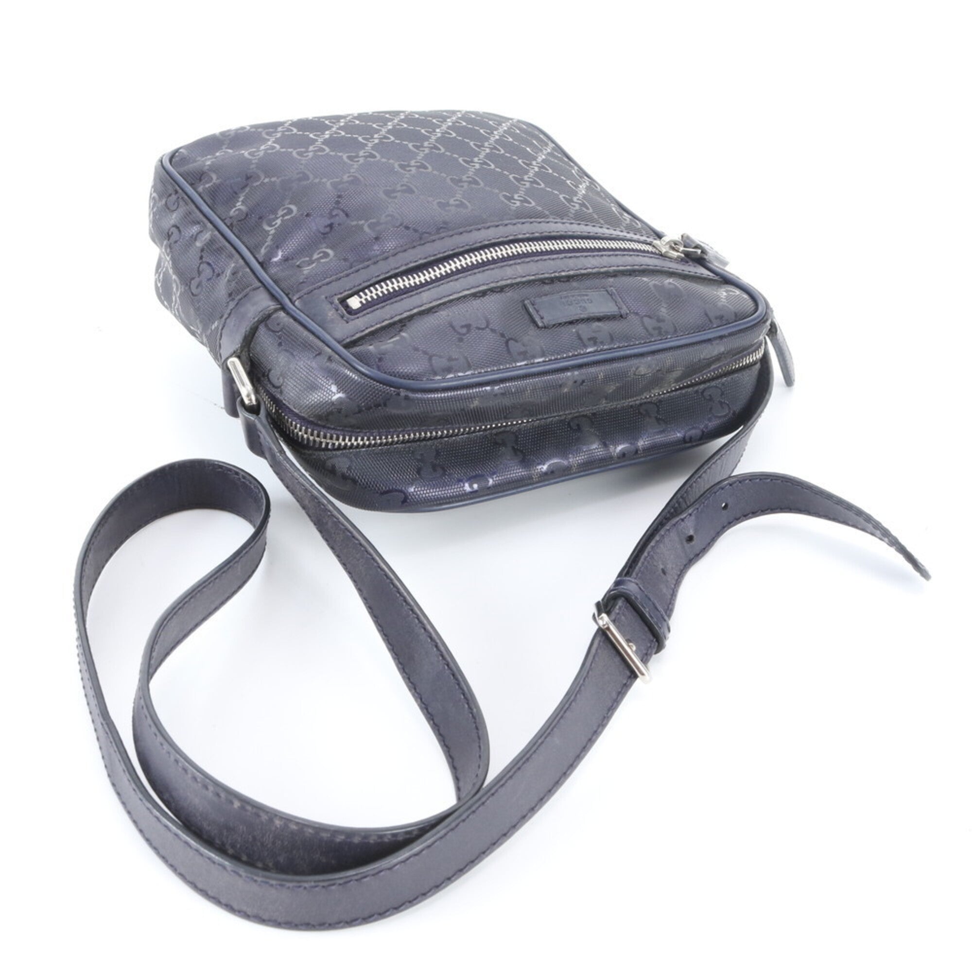 Gucci Gg Imprimé Purple Gg Imprimé Leather Messenger Bag Shoulder Bag (Pre-Owned)