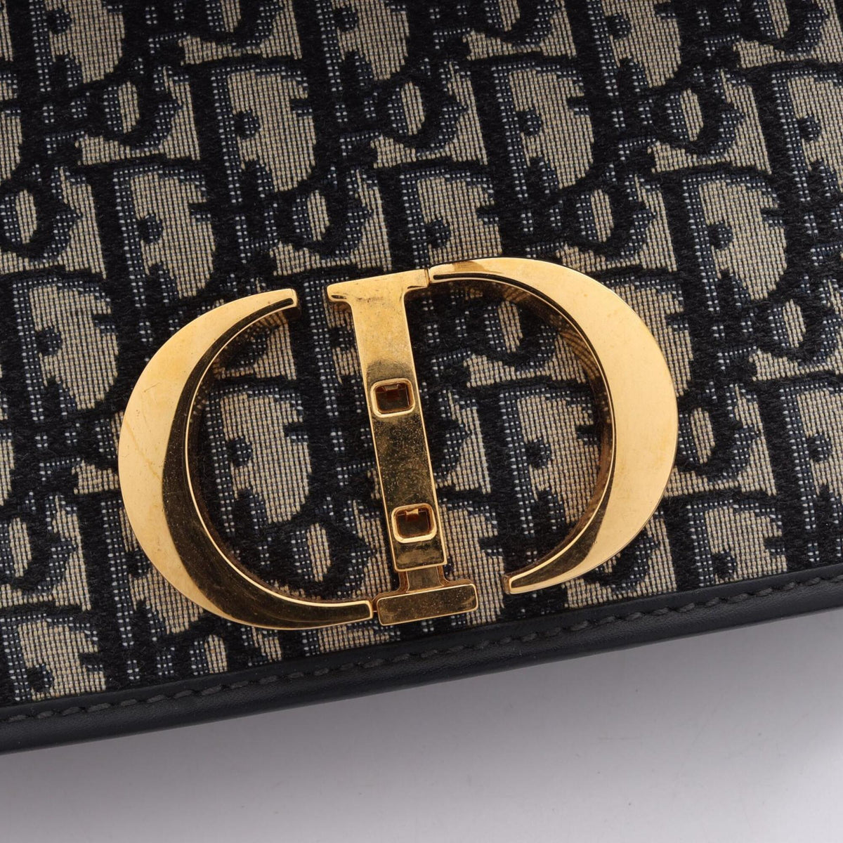 Christian Dior Beige Navy Canvas Leather Handbag Shoulder Bag (Pre-Owned)