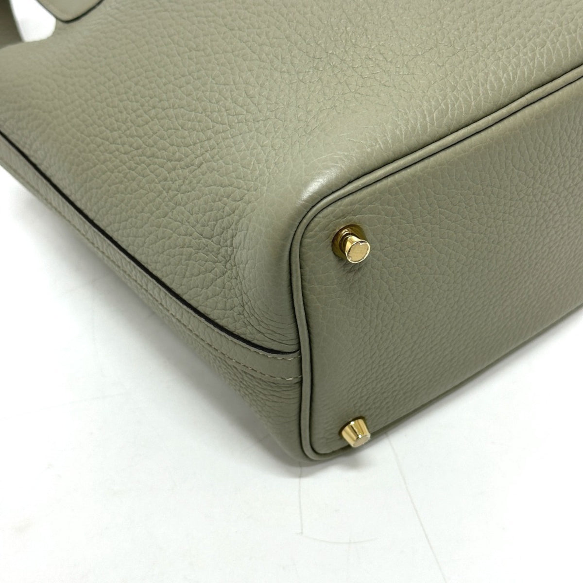 Hermes Picotin Gray Taurillon Clemence Leather Handbag (Pre-Owned)