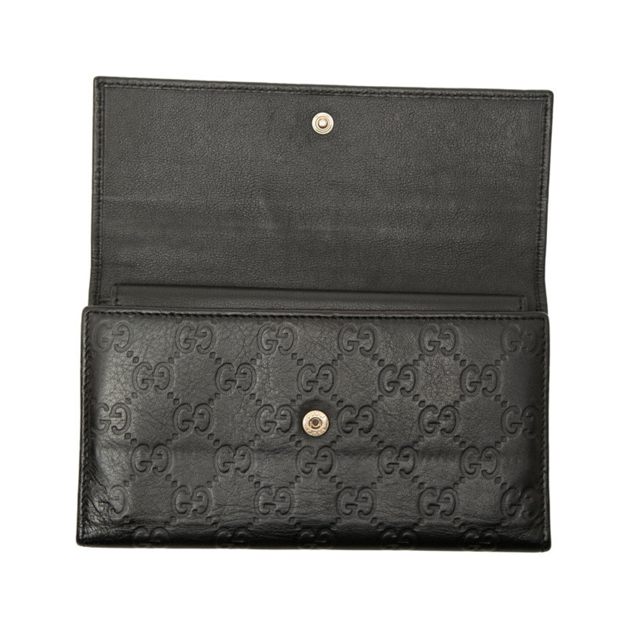 Gucci Black Leather Long Wallet (Tri-Fold) (Pre-Owned)