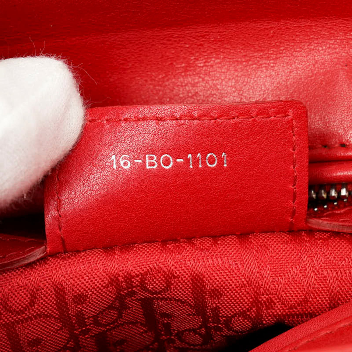 Christian Dior Lady Dior Red Color Leather Handbag Shoulder Bag (Pre-Owned)
