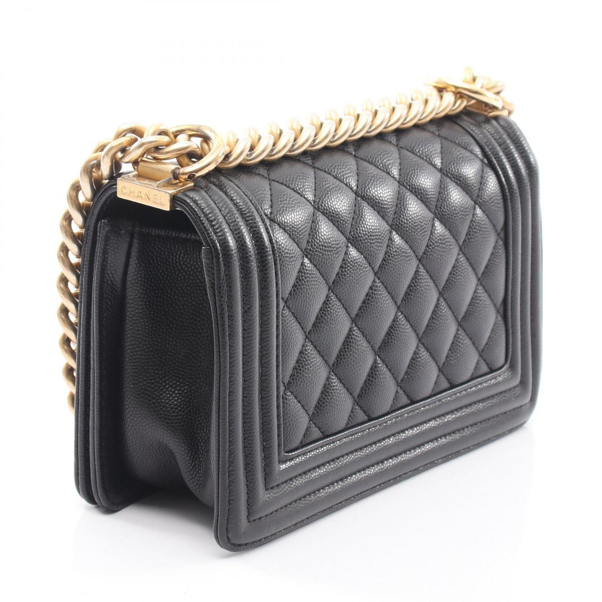 Chanel Black Grained Calfskin Handbag Shoulder Bag (Pre-Owned)