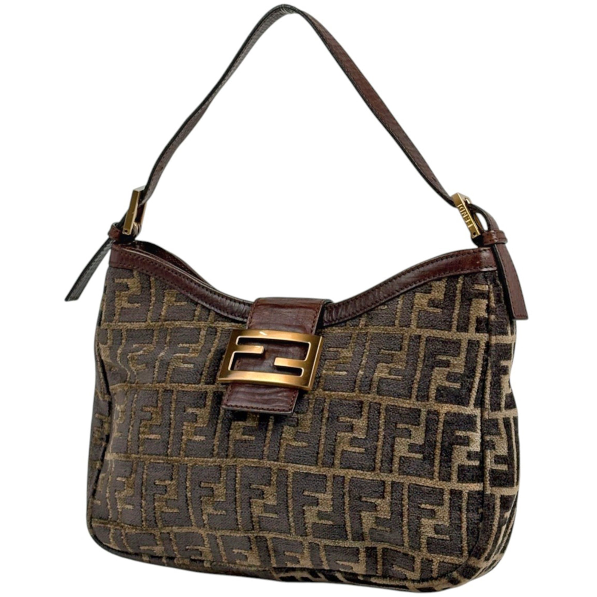 Fendi Brown Fabric Leather Shoulder Bag (Pre-Owned)