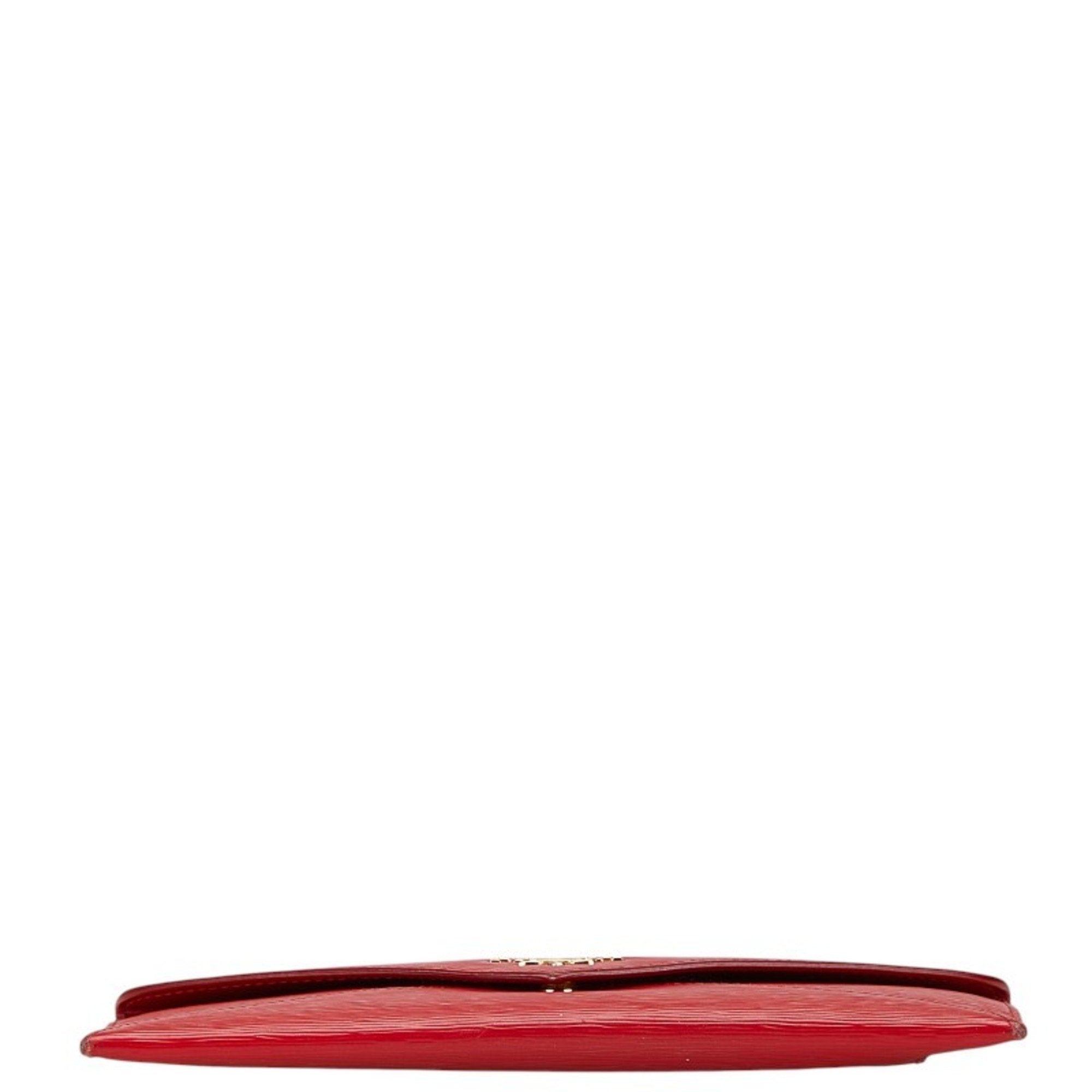 Prada Red Color Leather Long Wallet (Bi-Fold) (Pre-Owned)
