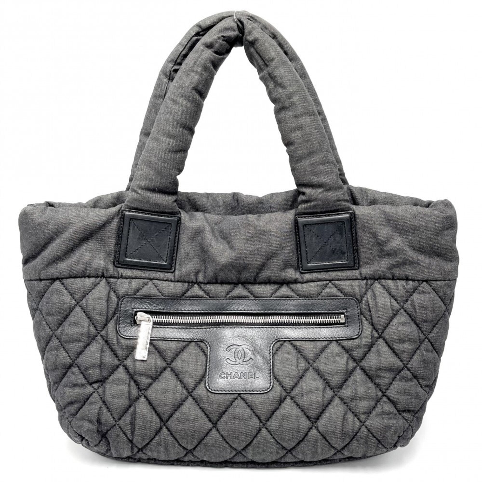 Chanel Bordeaux Gray Canvas Nylon Handbag Tote Bag (Pre-Owned)