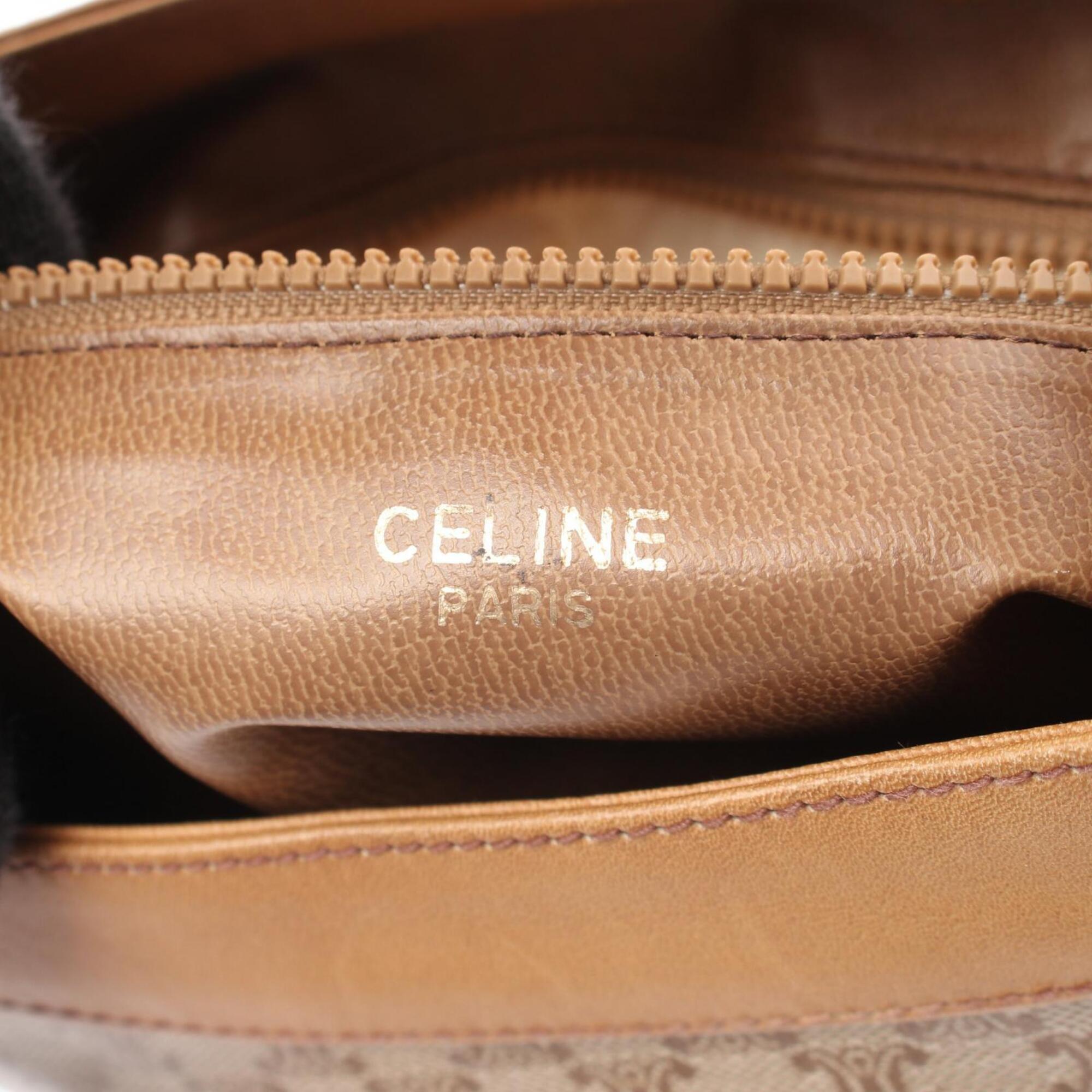 Celine Beige Brown Coated Canvas Leather Handbag Shoulder Bag (Pre-Owned)
