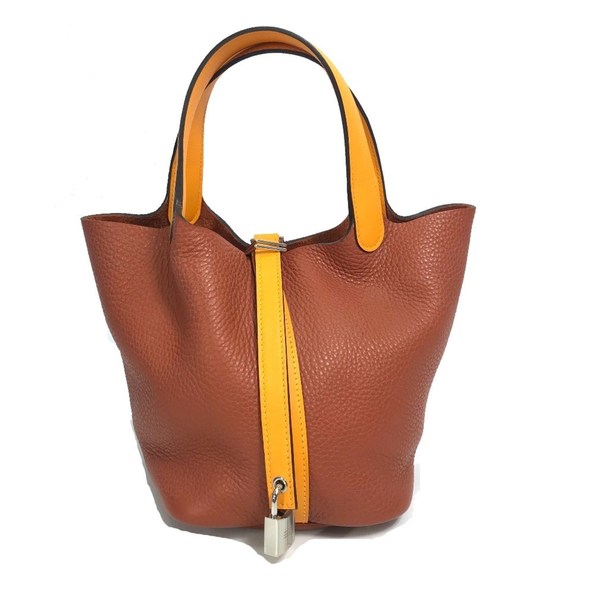 Hermes Bicolor Brown Orange Togo Leather Swift Leather Handbag Tote Bag (Pre-Owned)