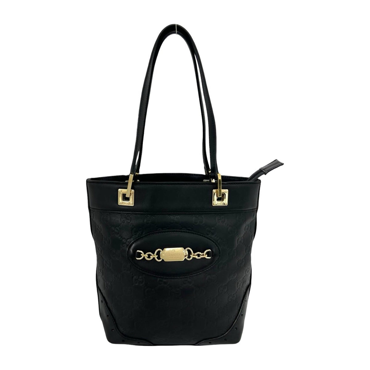 Gucci Black Leather Handbag Shoulder Bag Tote Bag (Pre-Owned)