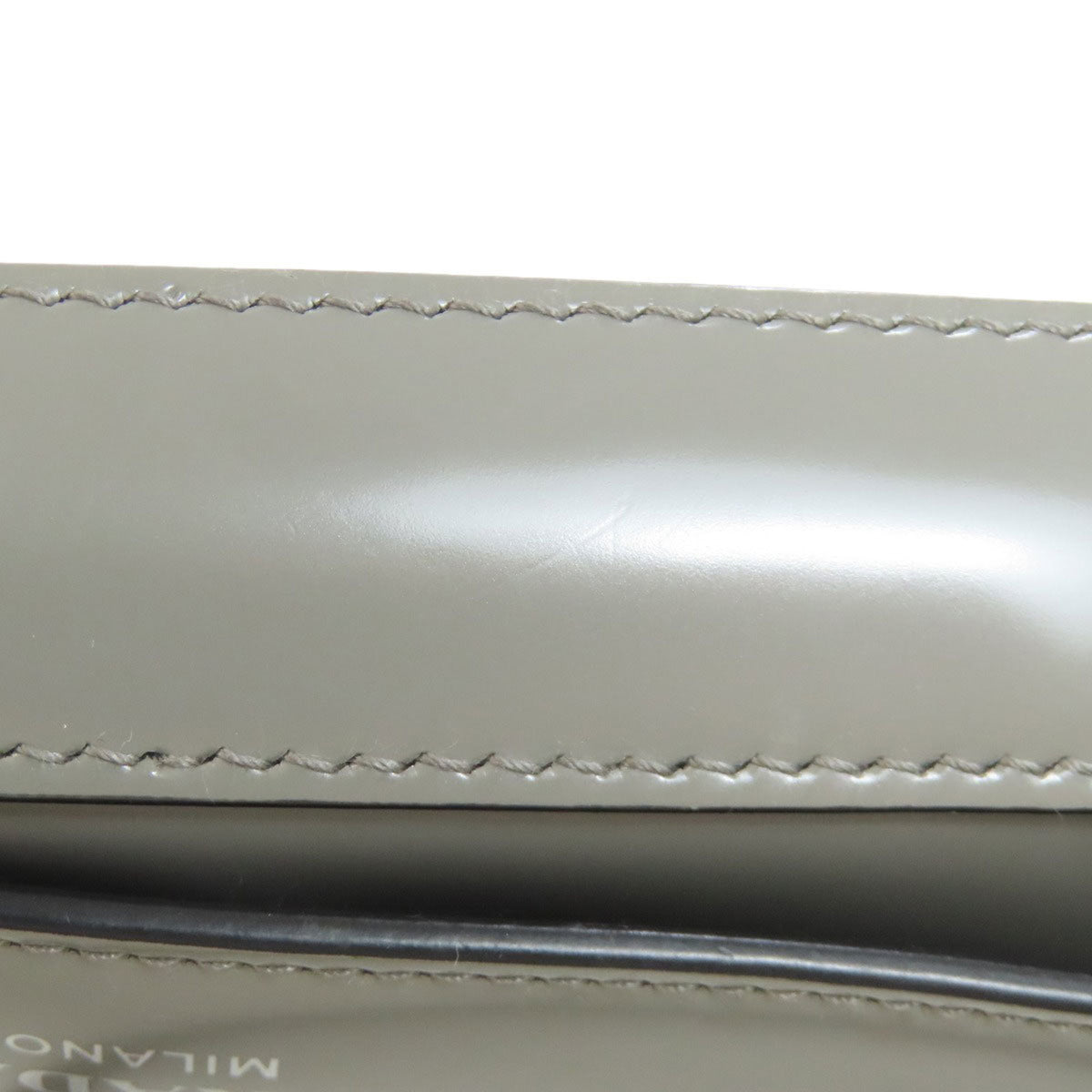 Prada Gray Leather Shoulder Bag (Pre-Owned)