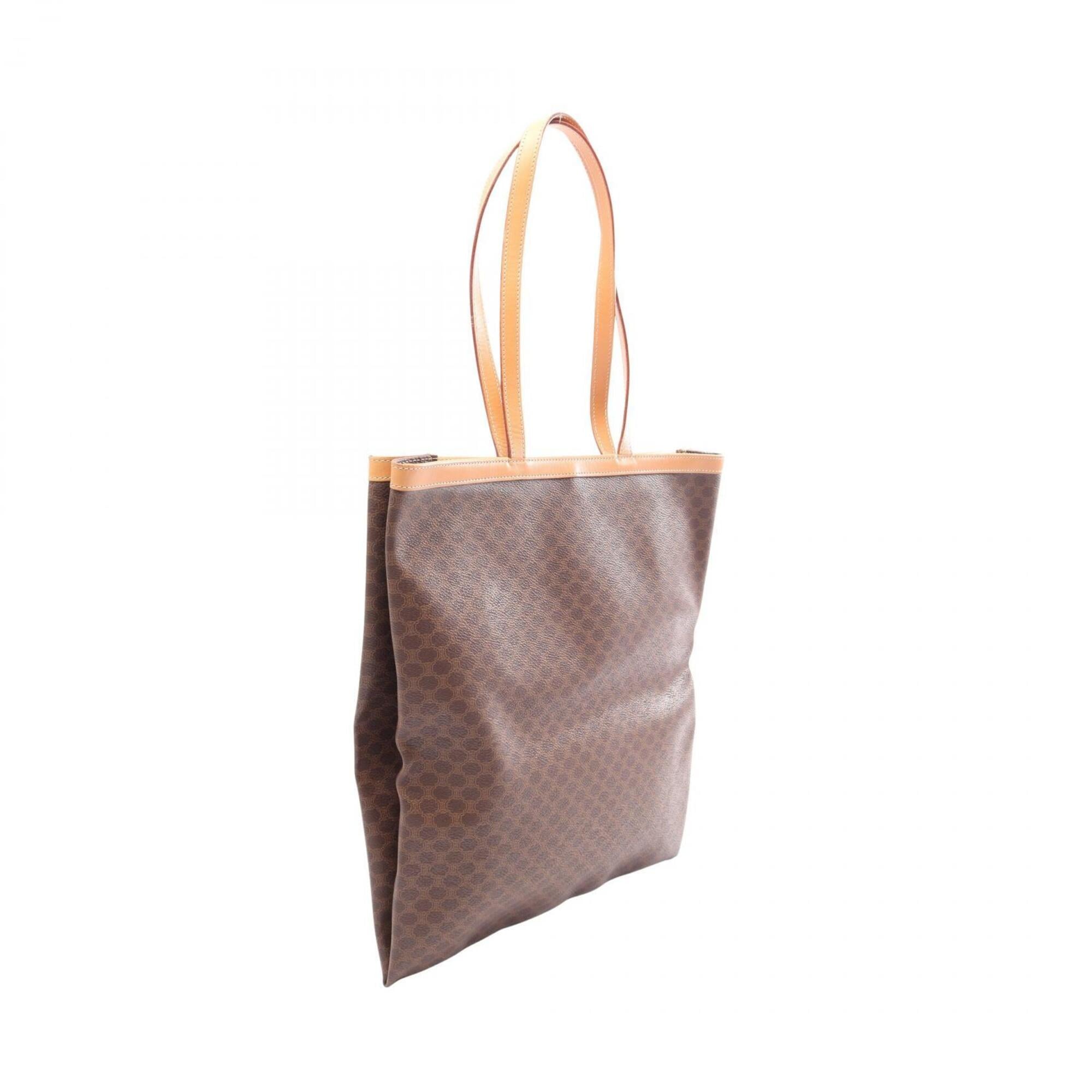 Celine Brown Coated Canvas Leather Handbag Tote Bag (Pre-Owned)