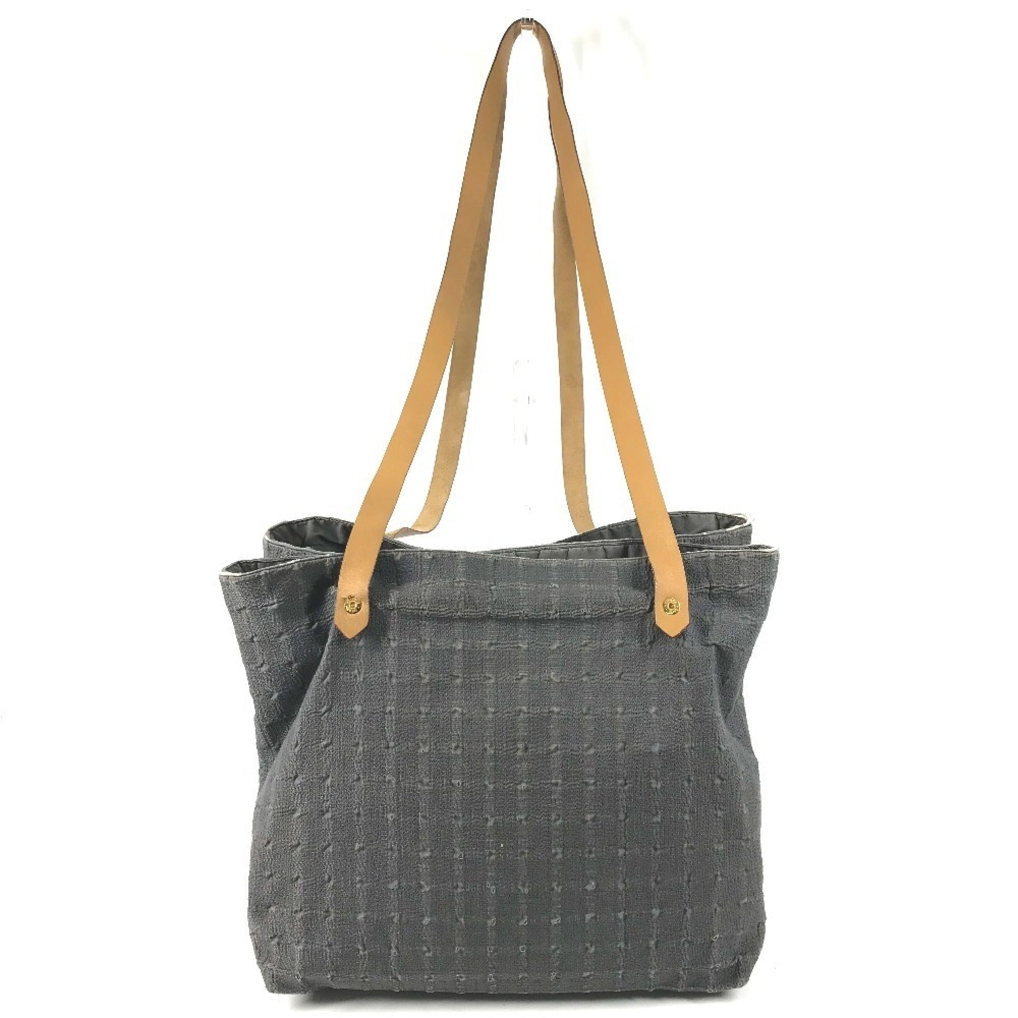Hermes Ahmedabad Gray Cotton Shoulder Bag Tote Bag (Pre-Owned)