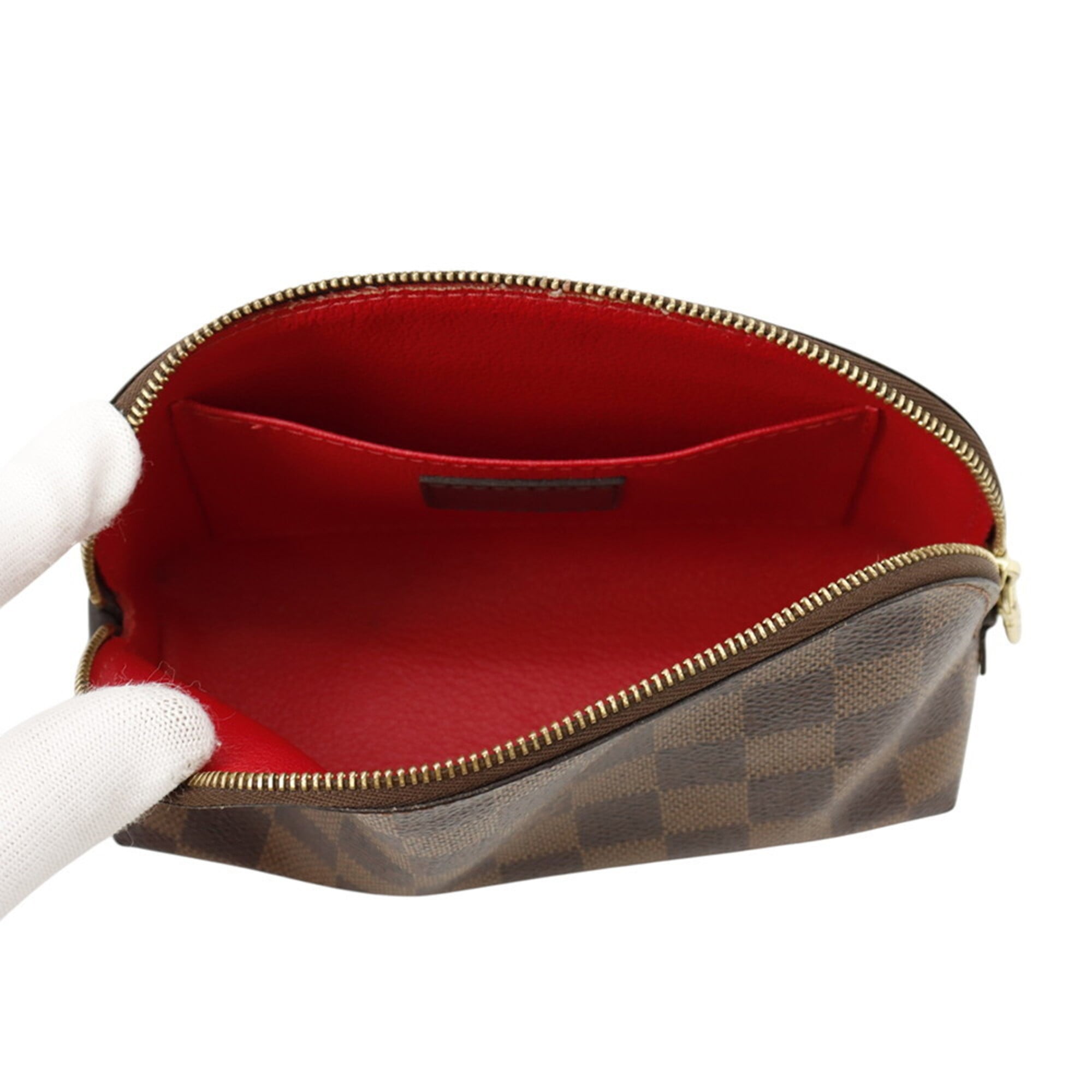 Louis Vuitton Damier Damier Canvas Ebene Red Color Handbag Pochette (Pre-Owned)