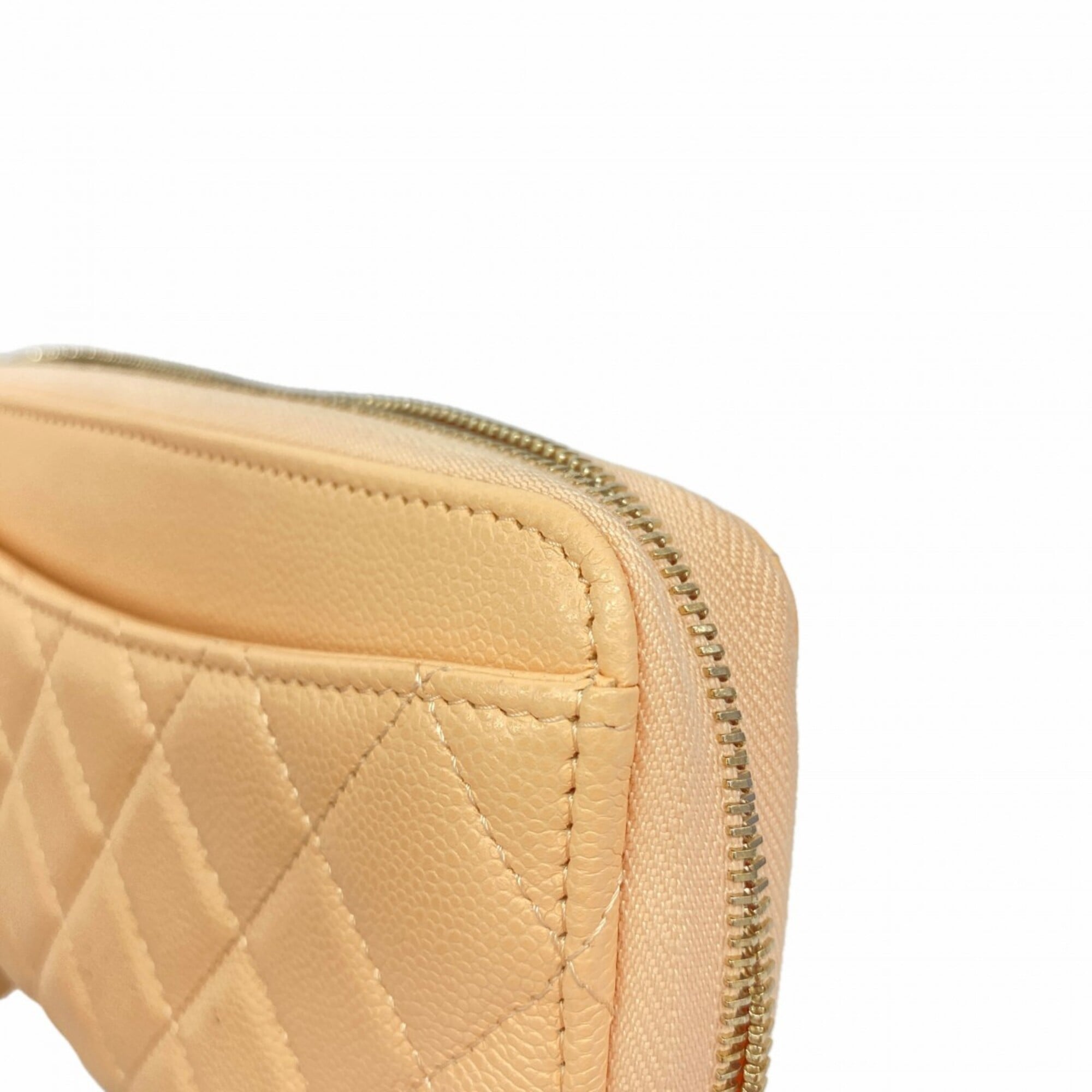 Chanel Beige Grained Calfskin Long Wallet (Bi-Fold) (Pre-Owned)