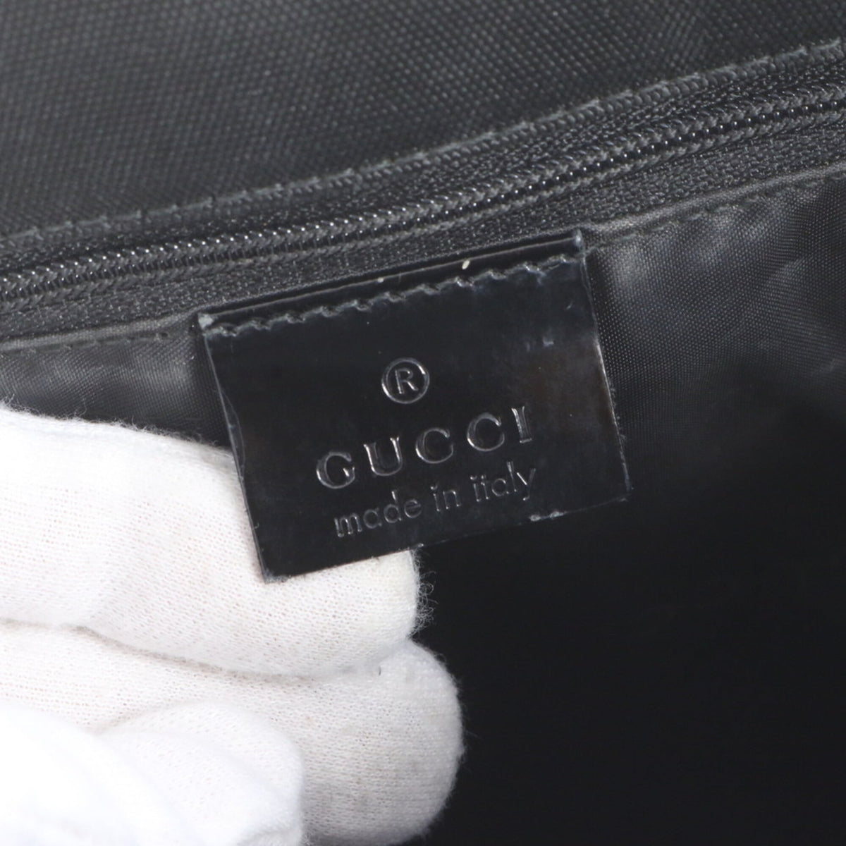 Gucci Black Leather Nylon Handbag Shoulder Bag Tote Bag (Pre-Owned)