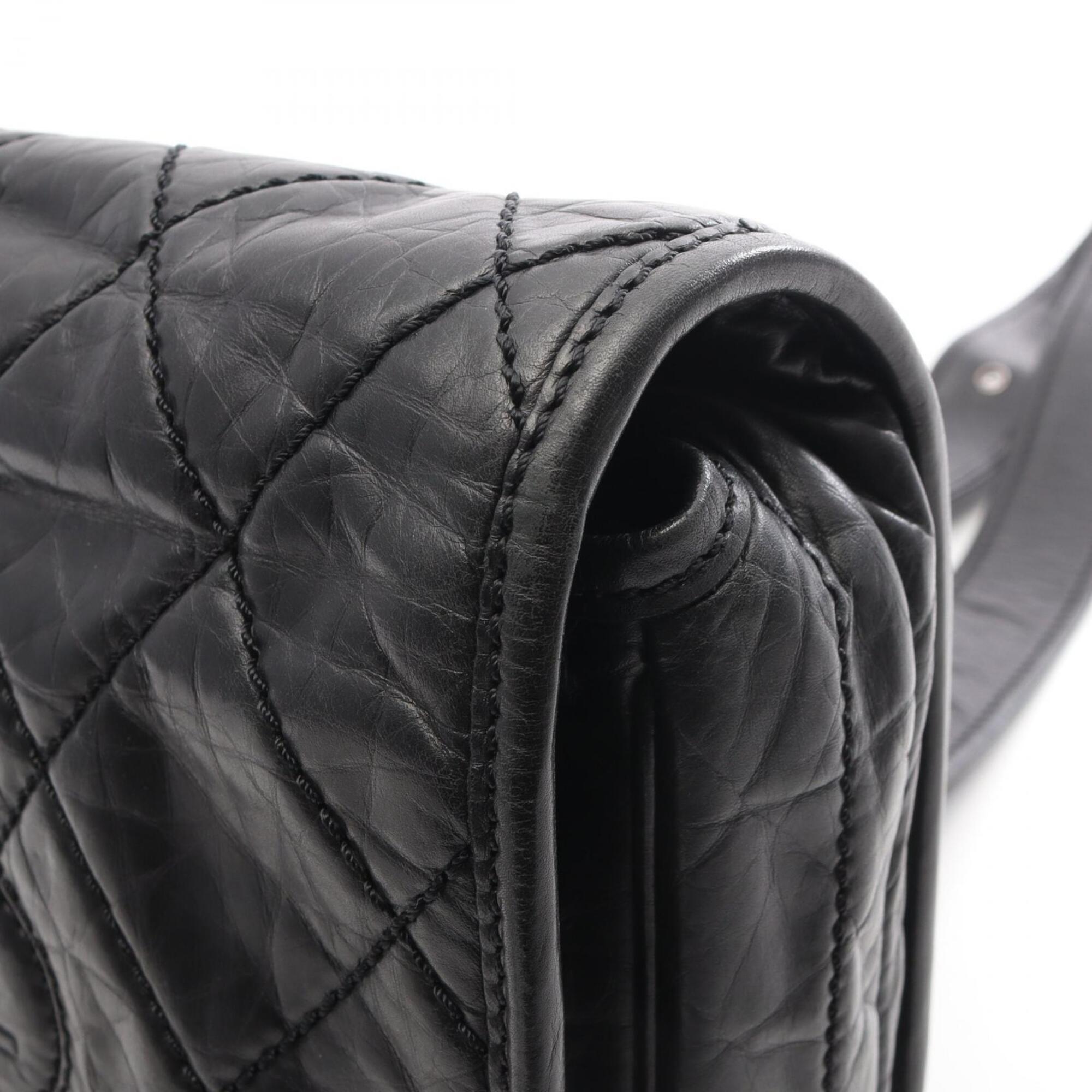 Chanel Black Leather Handbag Shoulder Bag (Pre-Owned)