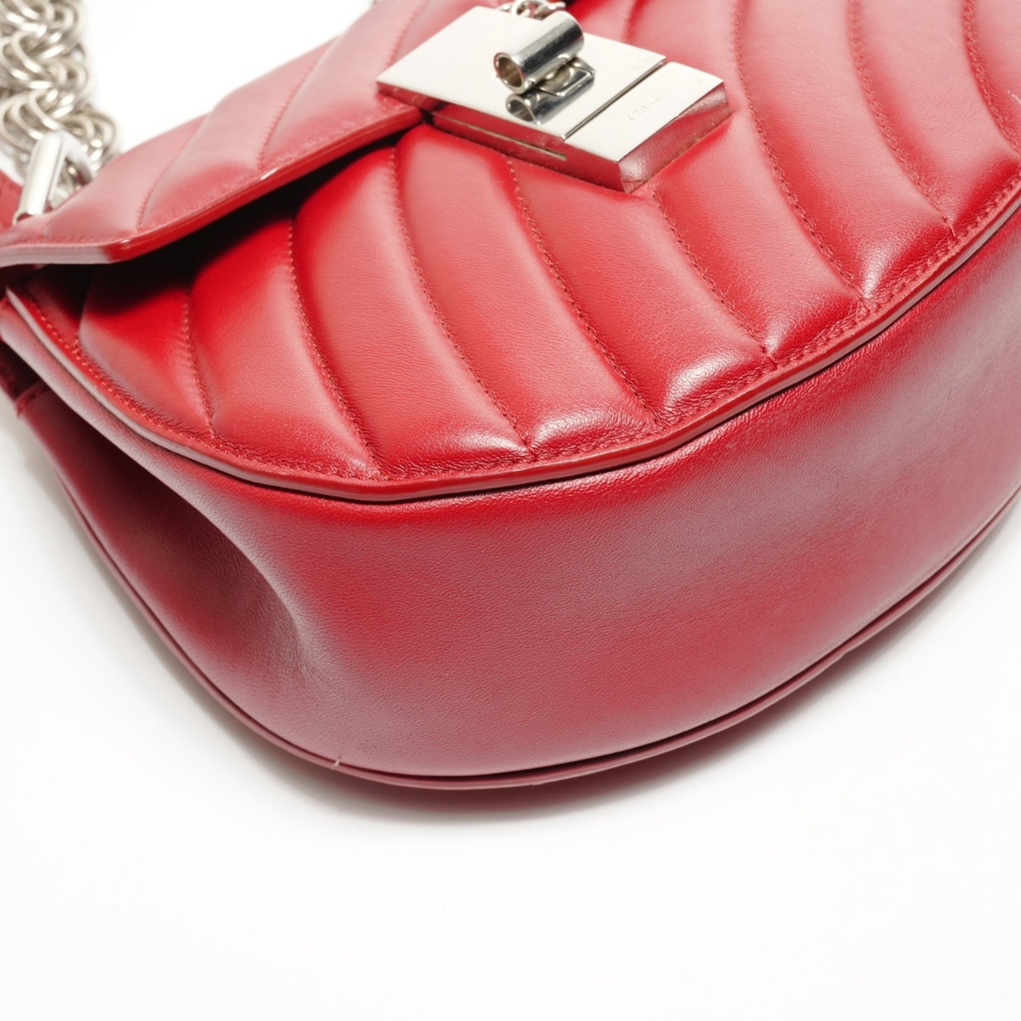 Chloé Drew Red Color Leather Shoulder Bag (Pre-Owned)