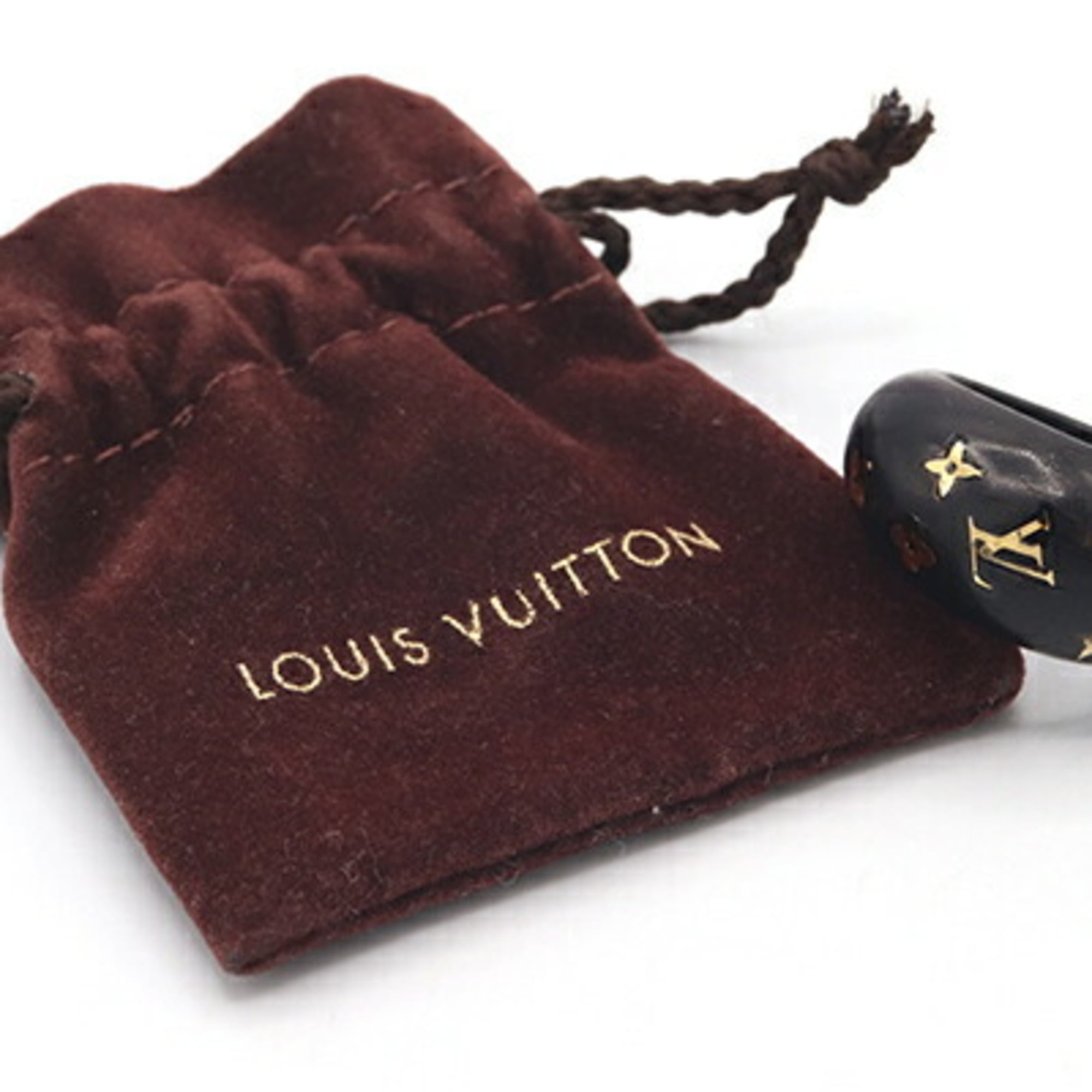 Louis Vuitton Gold Dark Brown Brass Wood Band Ring (Pre-Owned)