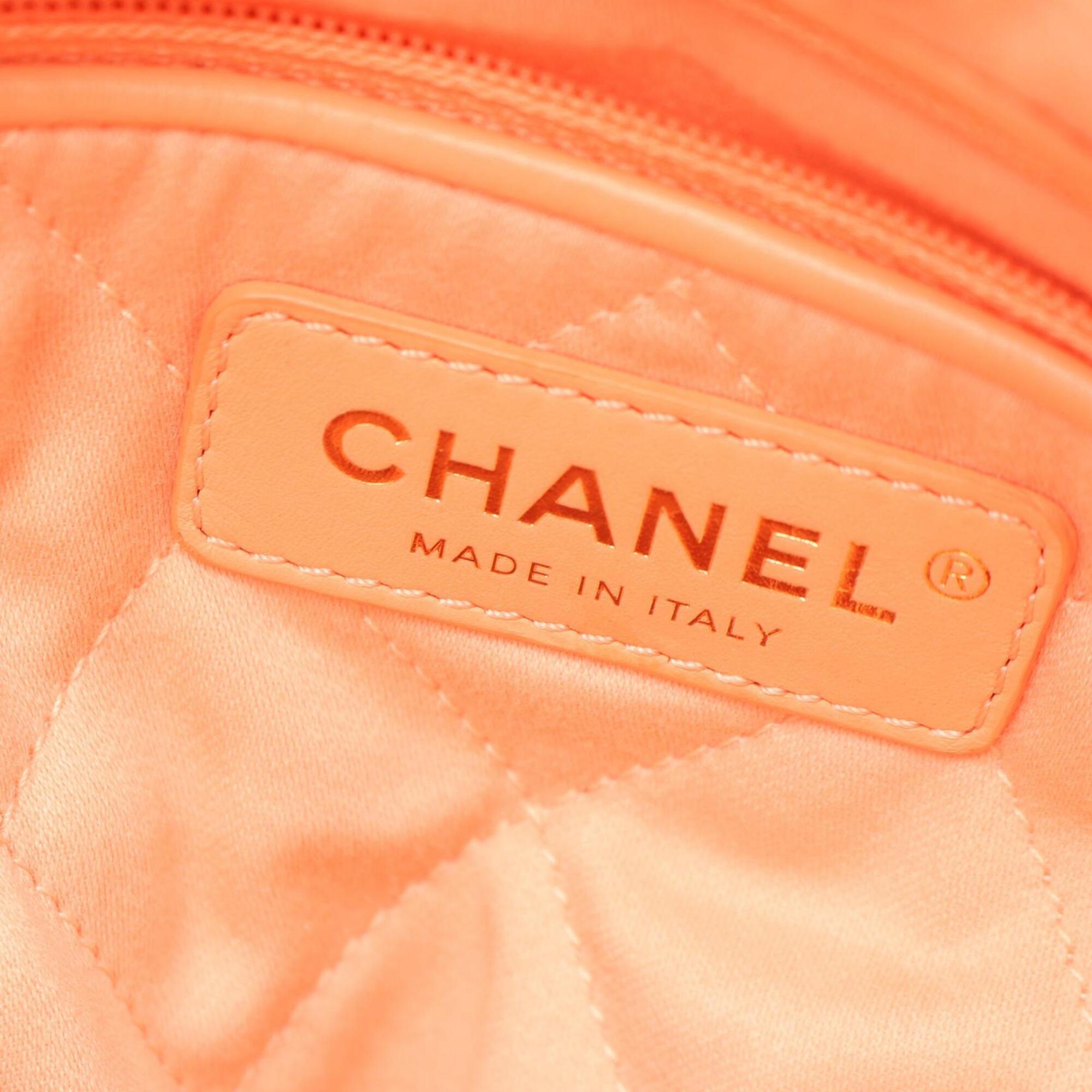 Chanel Orange Grained Calfskin Backpack Handbag (Pre-Owned)