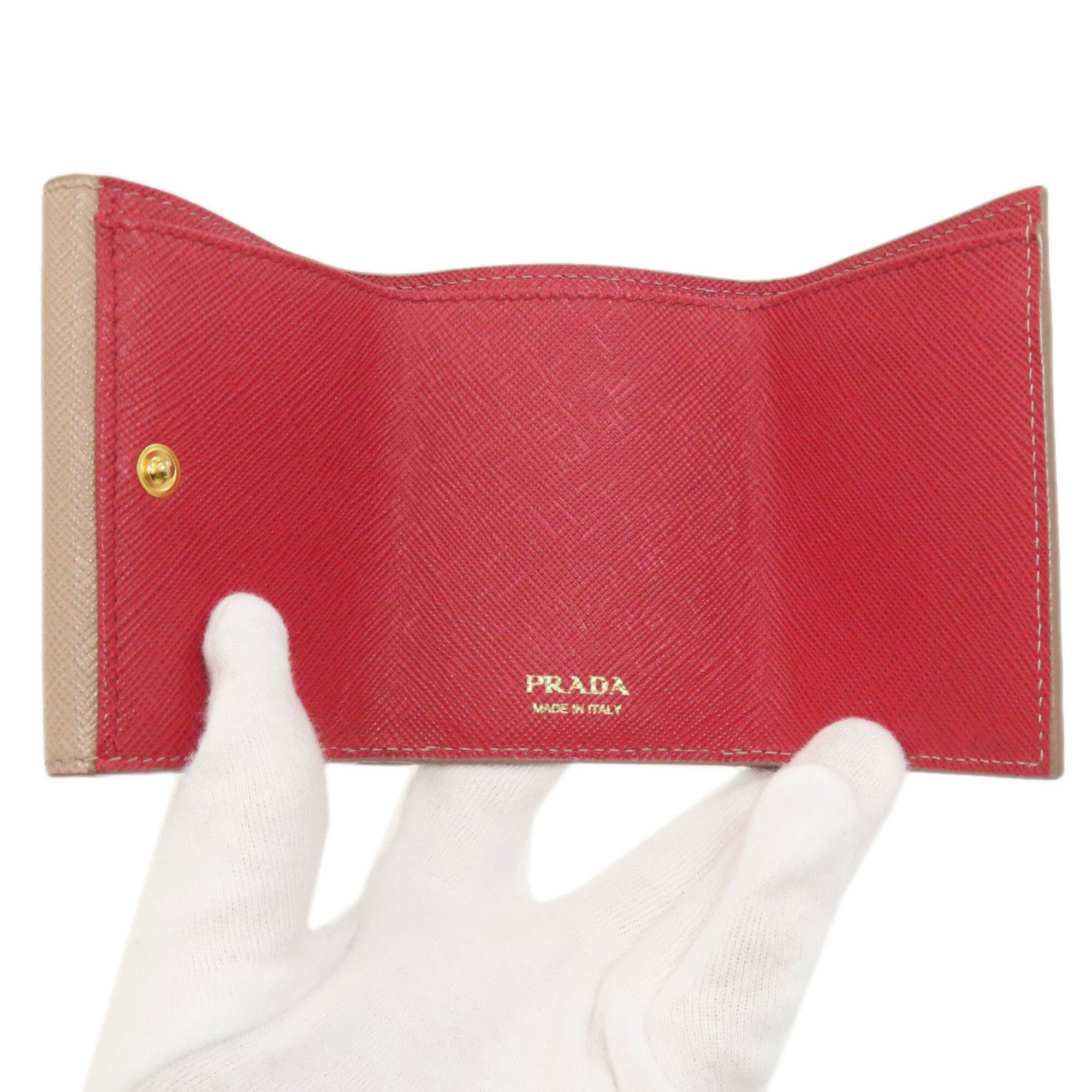 Prada Saffiano Beige Saffiano Wallet (Bi-Fold) (Pre-Owned)