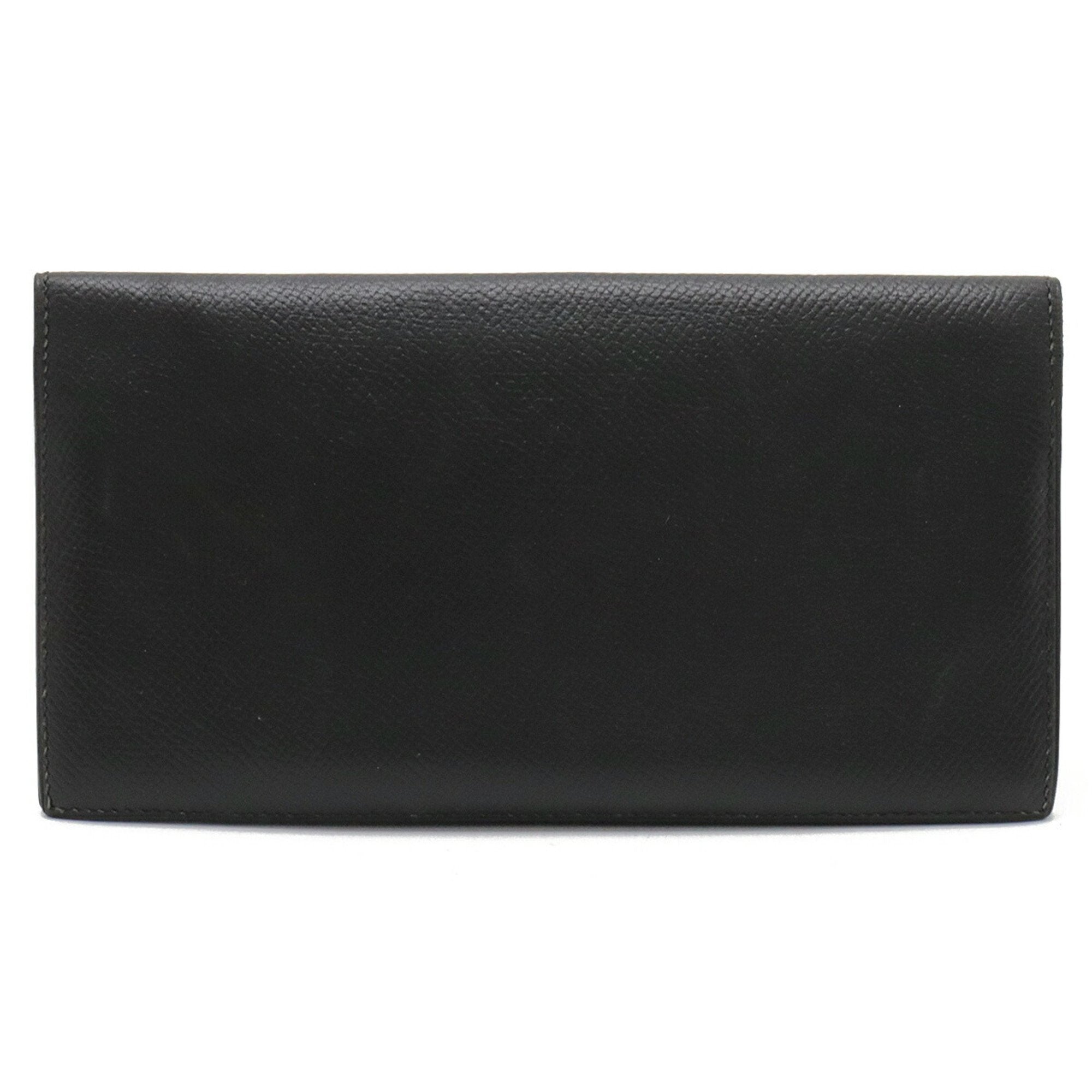 Hermes Osaka Black Courchevel Leather Long Wallet (Bi-Fold) (Pre-Owned)